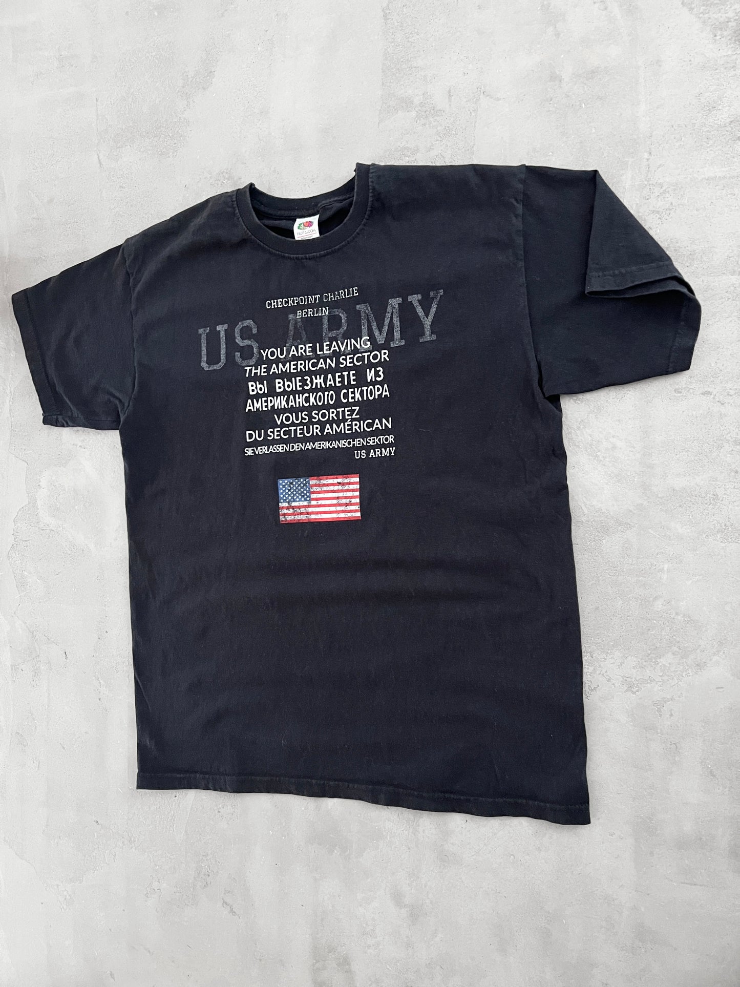 BLACK US ARMY TEE - 1990S - L
