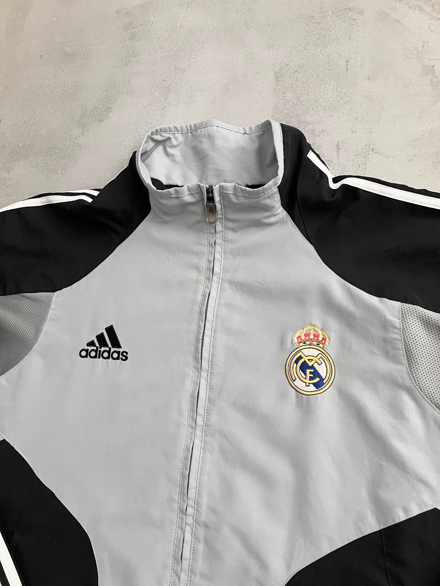 GREY REAL MADRID TRACK JACKET - 2000S - L