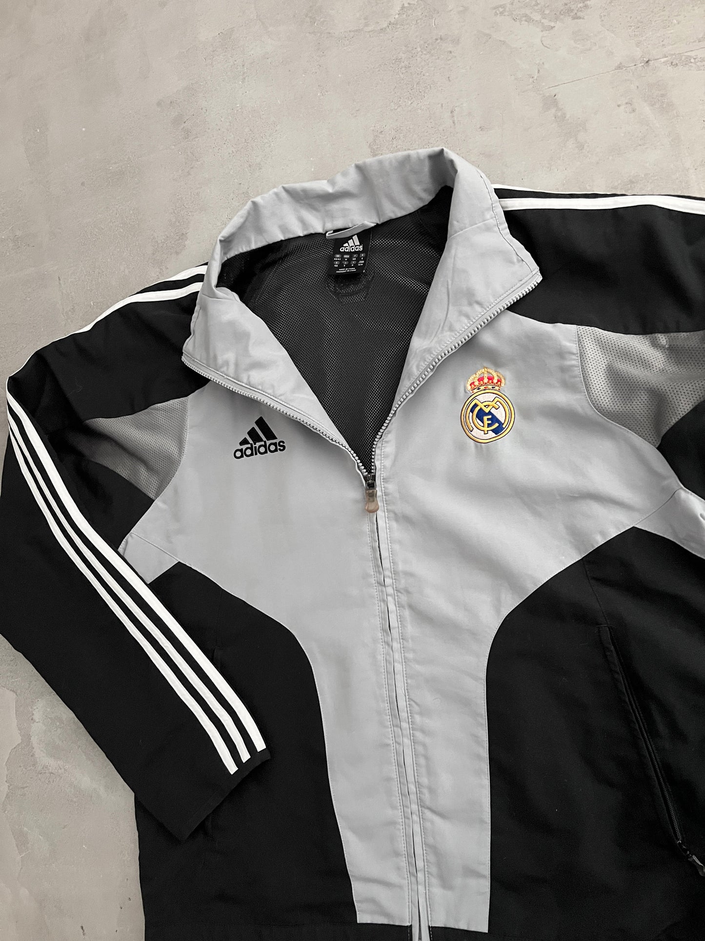 GREY REAL MADRID TRACK JACKET - 2000S - L