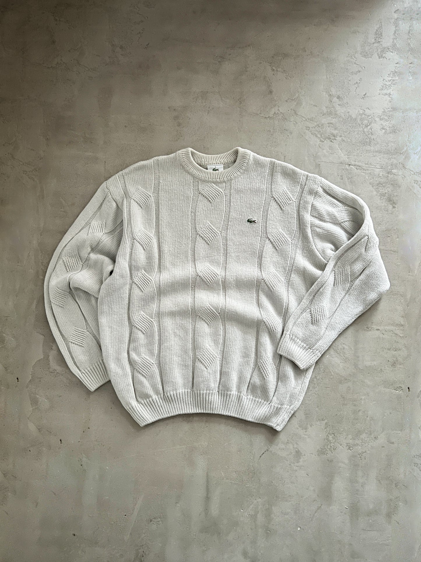 CREME LACOSTE KNIT SWEATER - 2000S - L
