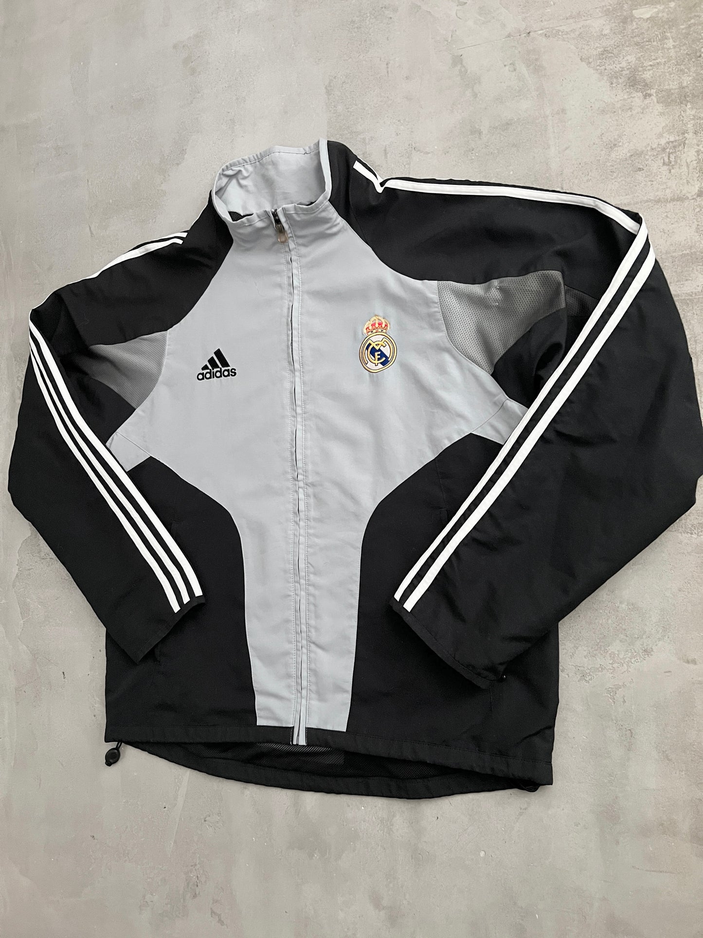 GREY REAL MADRID TRACK JACKET - 2000S - L