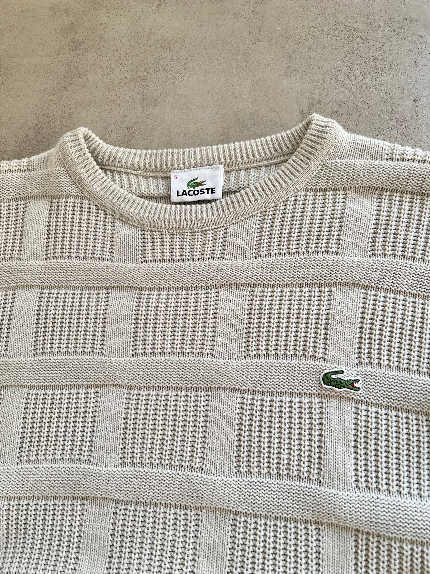 CREME LACOSTE KNIT SWEATER - 2000S - M