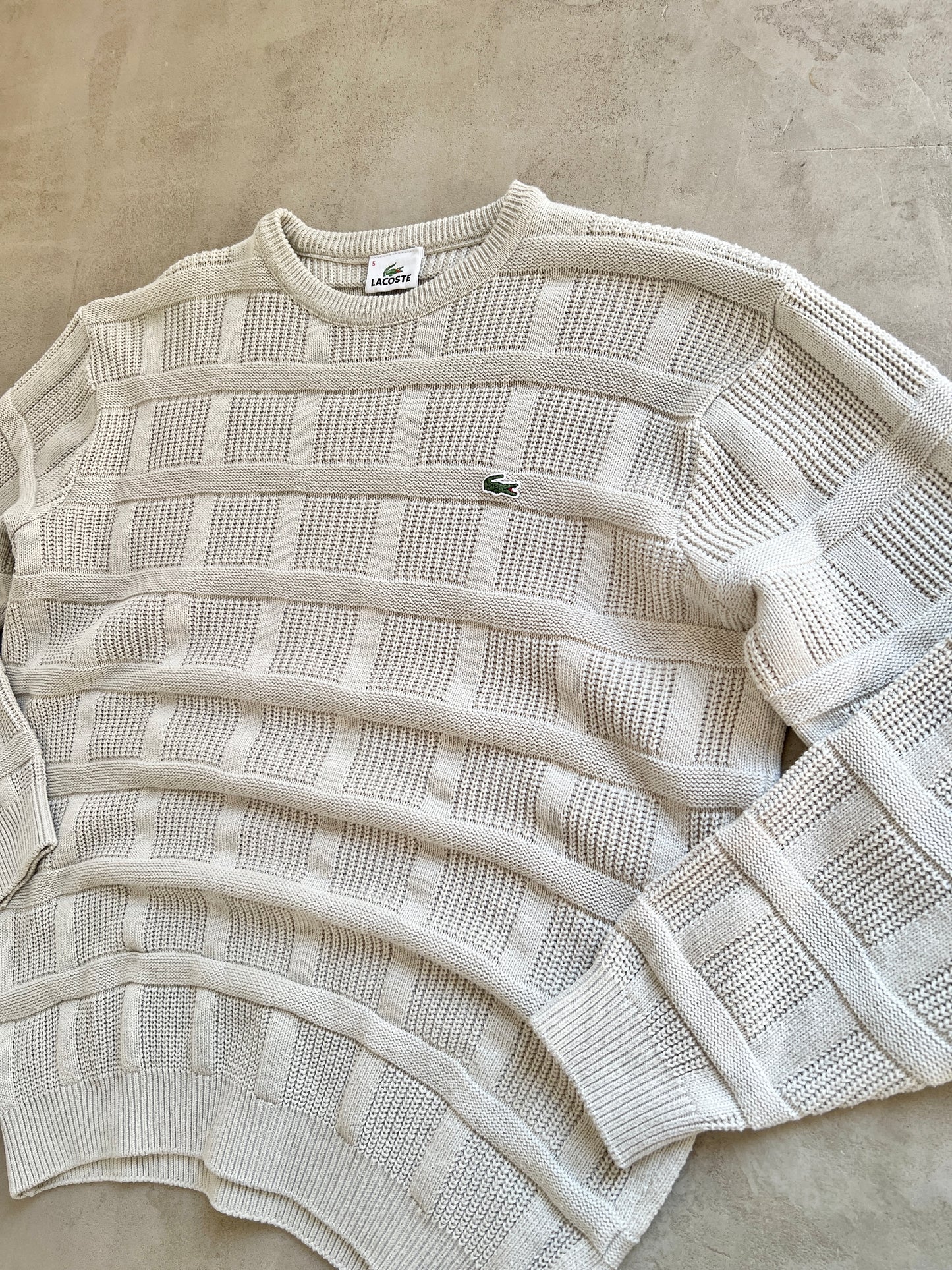 CREME LACOSTE KNIT SWEATER - 2000S - M