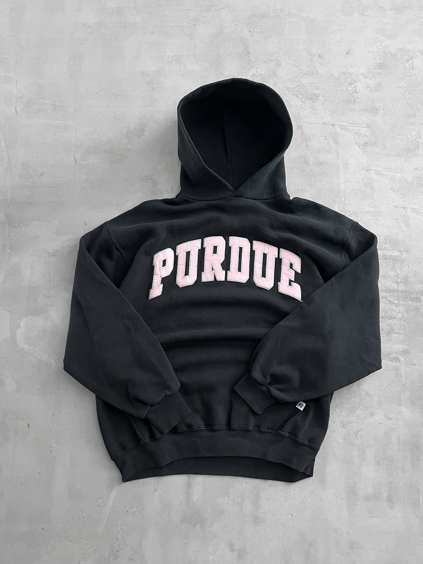 BLACK RUSSELL PURDUE HOODIE - 1990S M/L