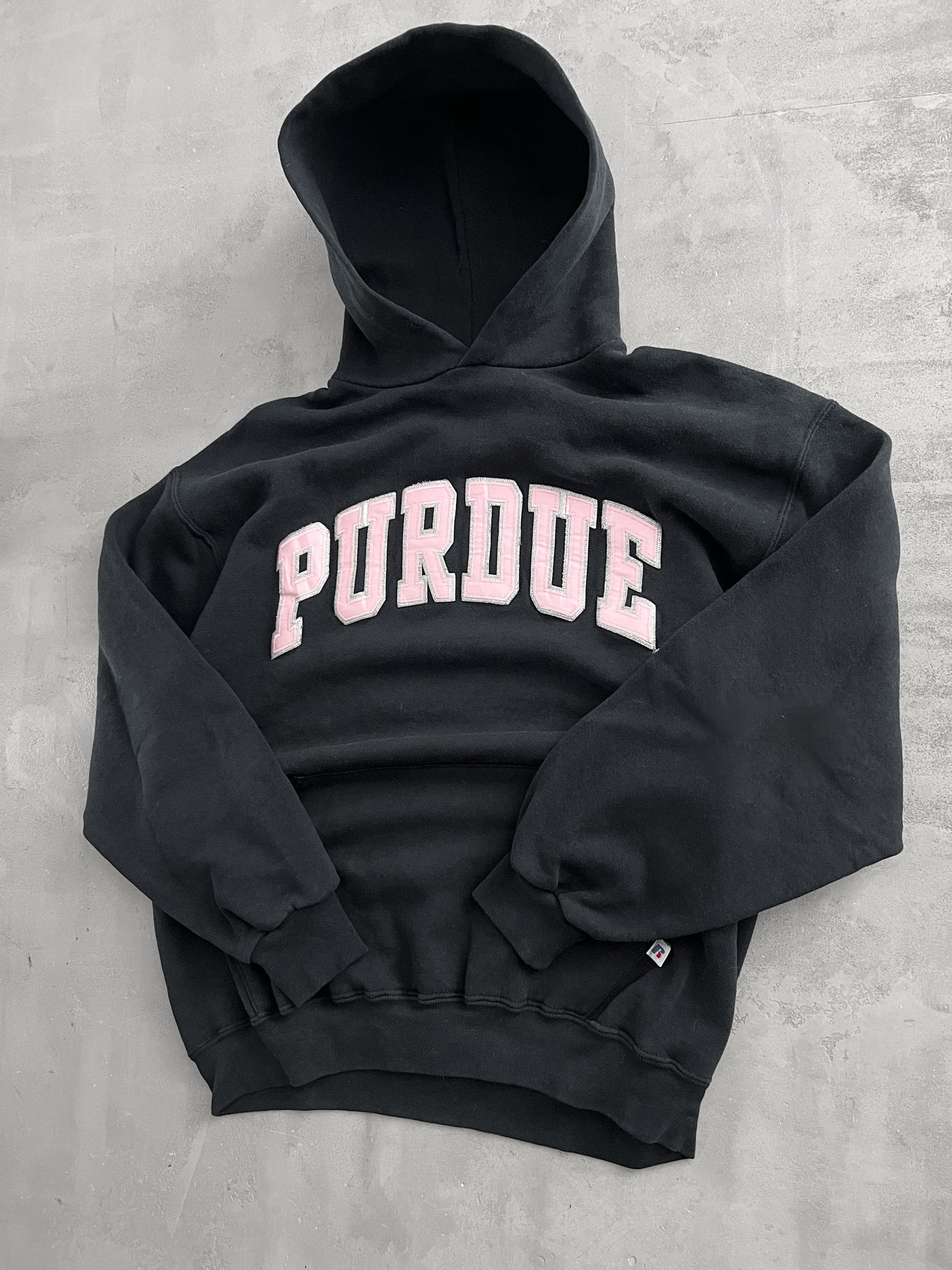 BLACK RUSSELL PURDUE HOODIE - 1990S M/L