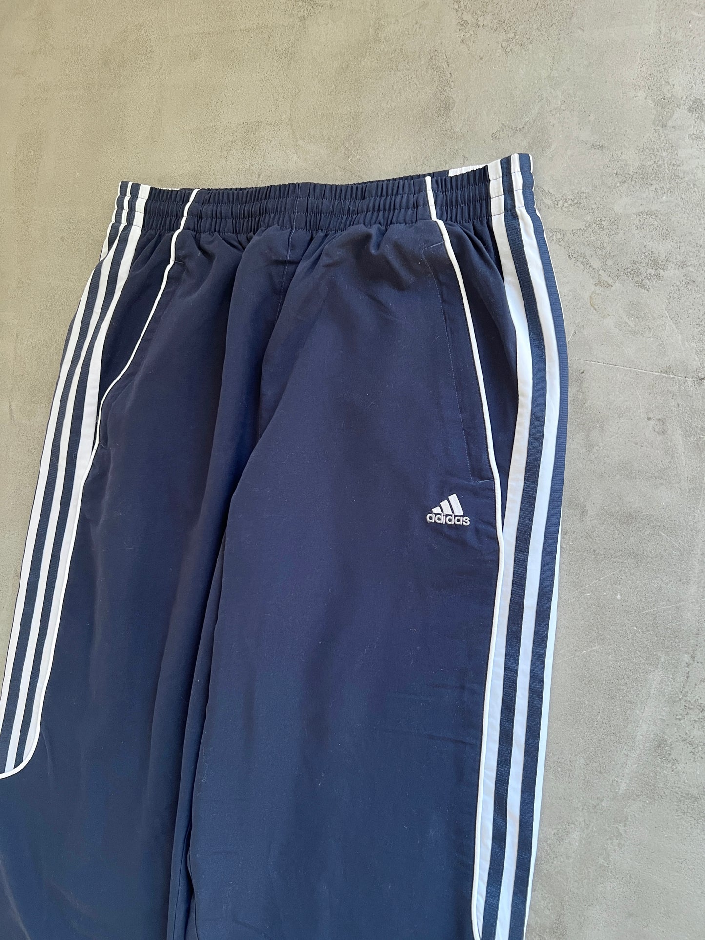 NAVY ADIDAS TRACK PANTS - 2000S - L