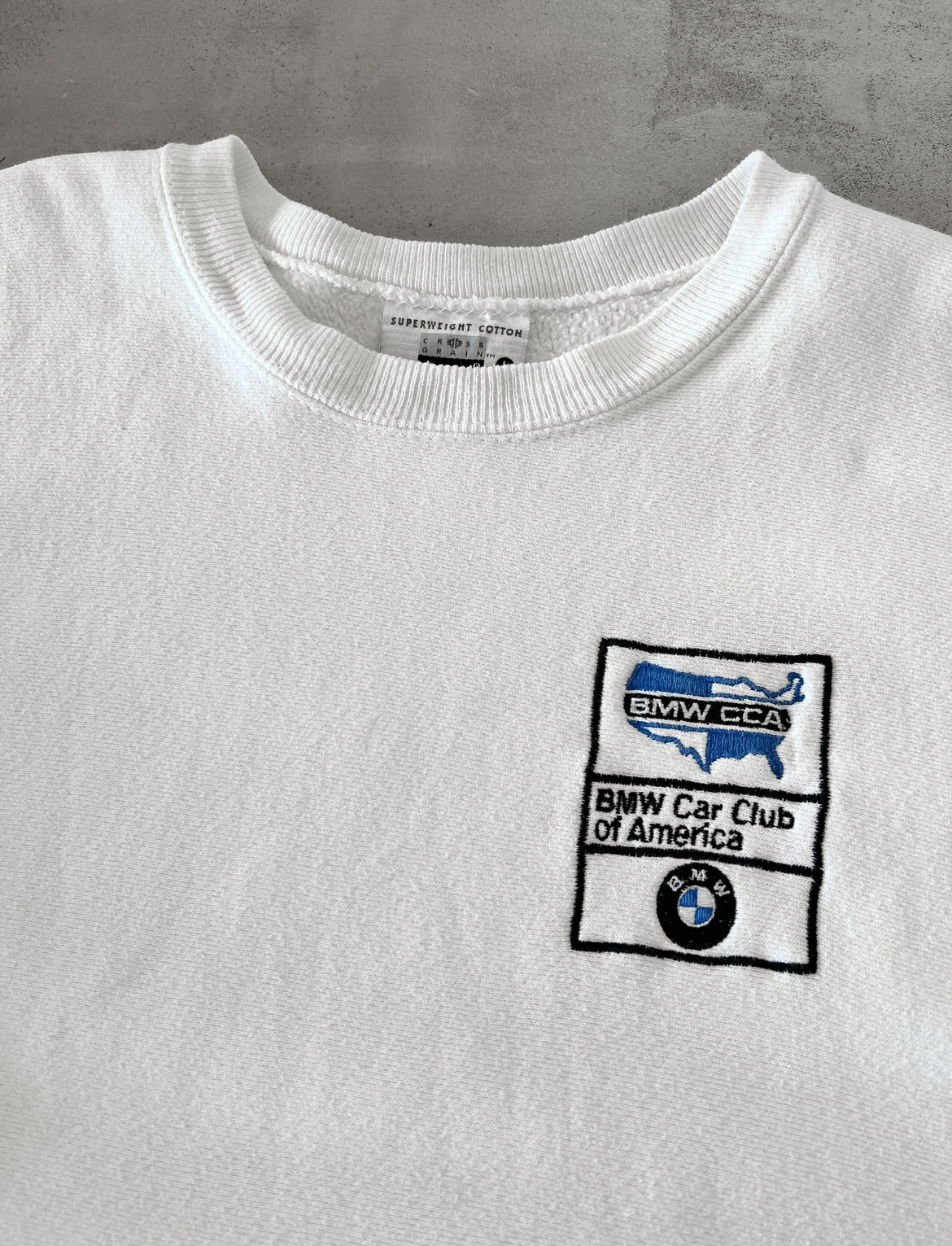 WHITE BMW USA SWEATER - 1990S - L