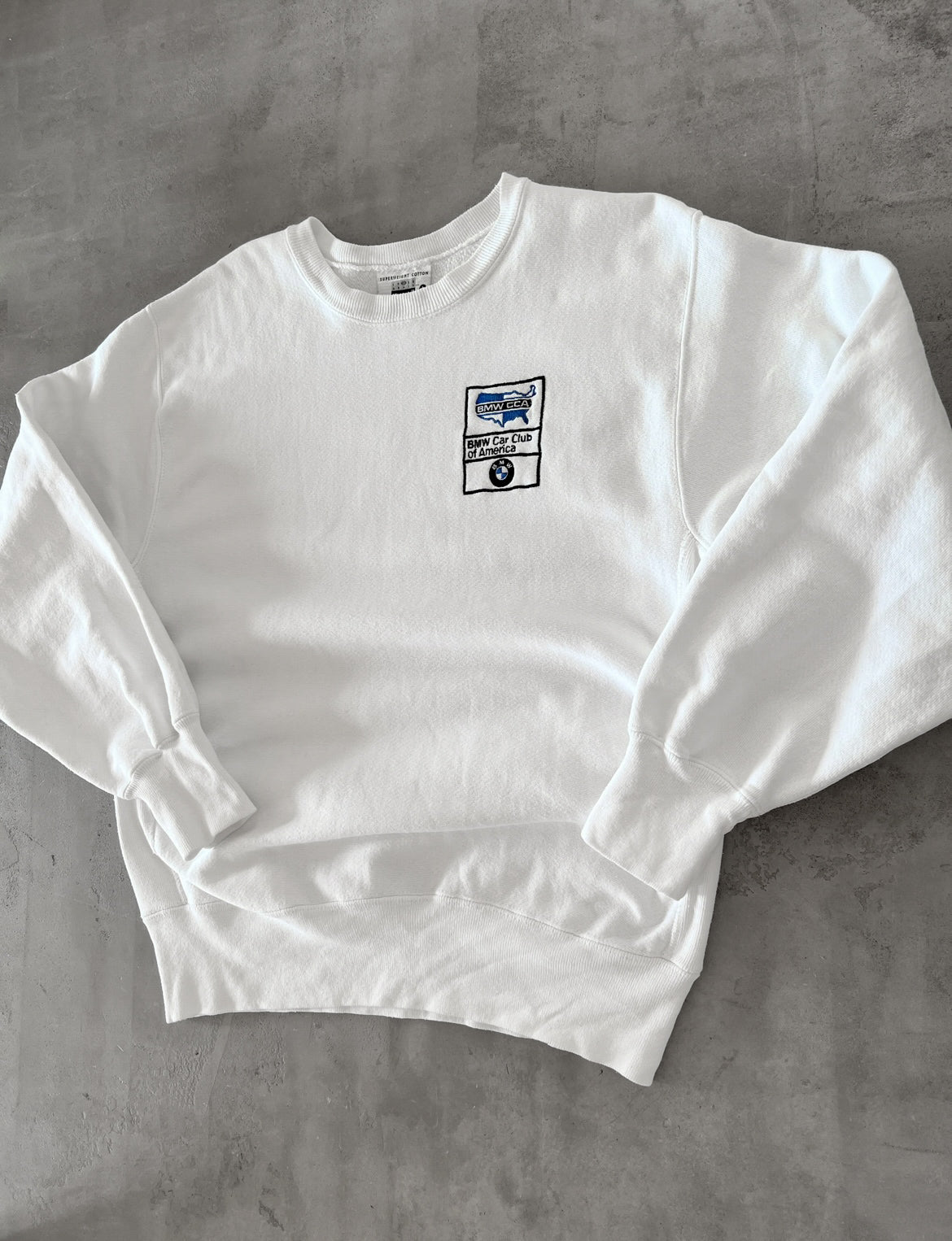 WHITE BMW USA SWEATER - 1990S - L