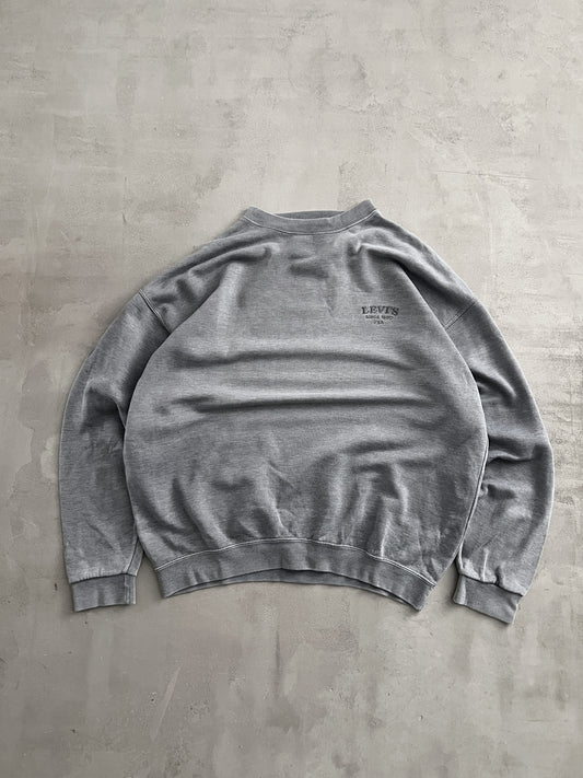 FADED GREY LEVI'S SWEATER - 1990S - M