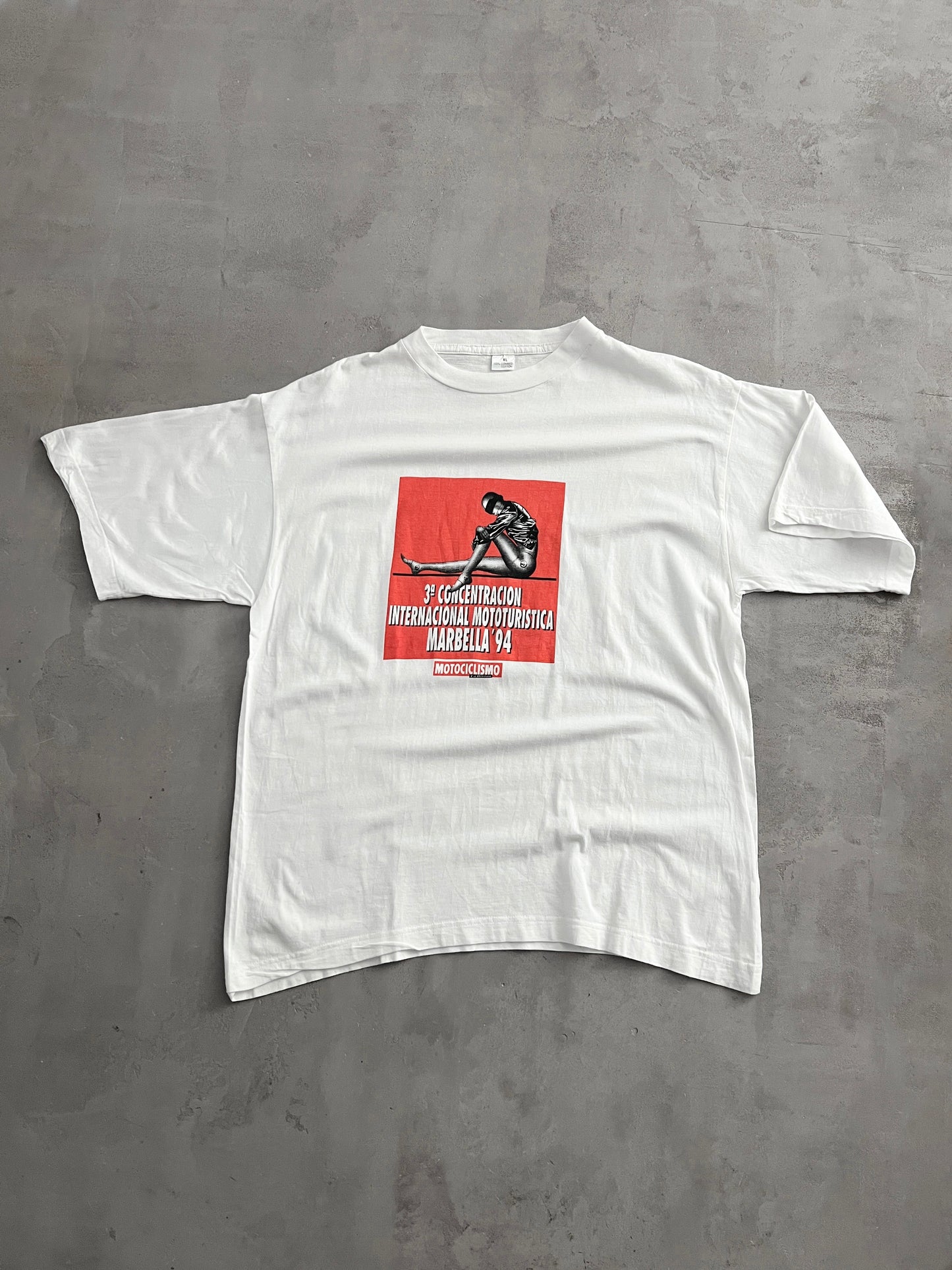 WHITE MOTOR BIKE SPAIN ART TEE - 1994 - L