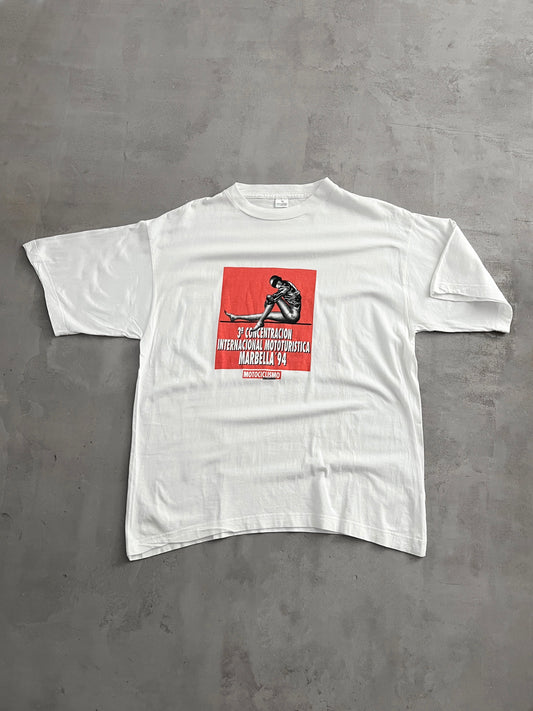 WHITE MOTOR BIKE SPAIN ART TEE - 1994 - L