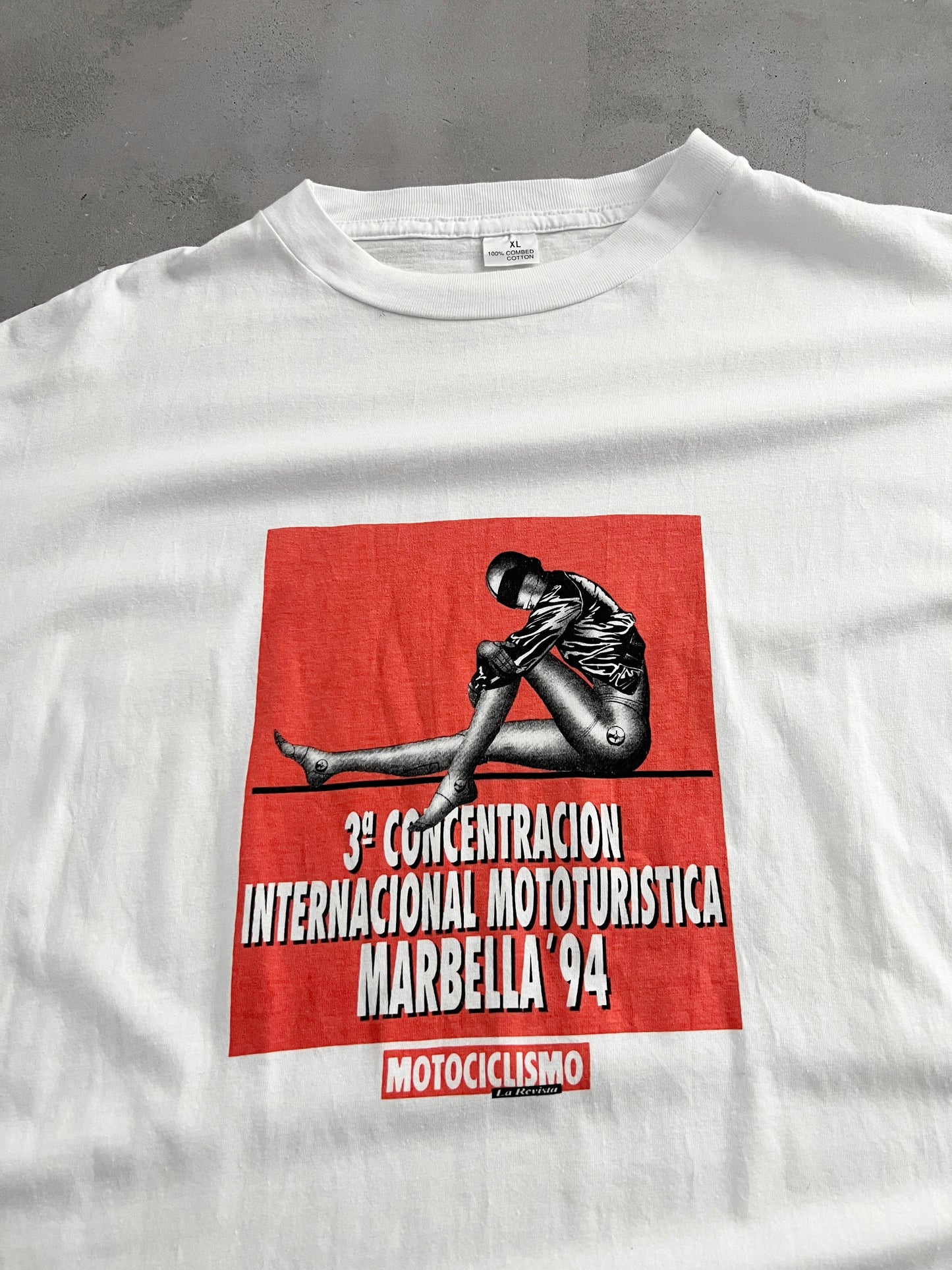 WHITE MOTOR BIKE SPAIN ART TEE - 1994 - L