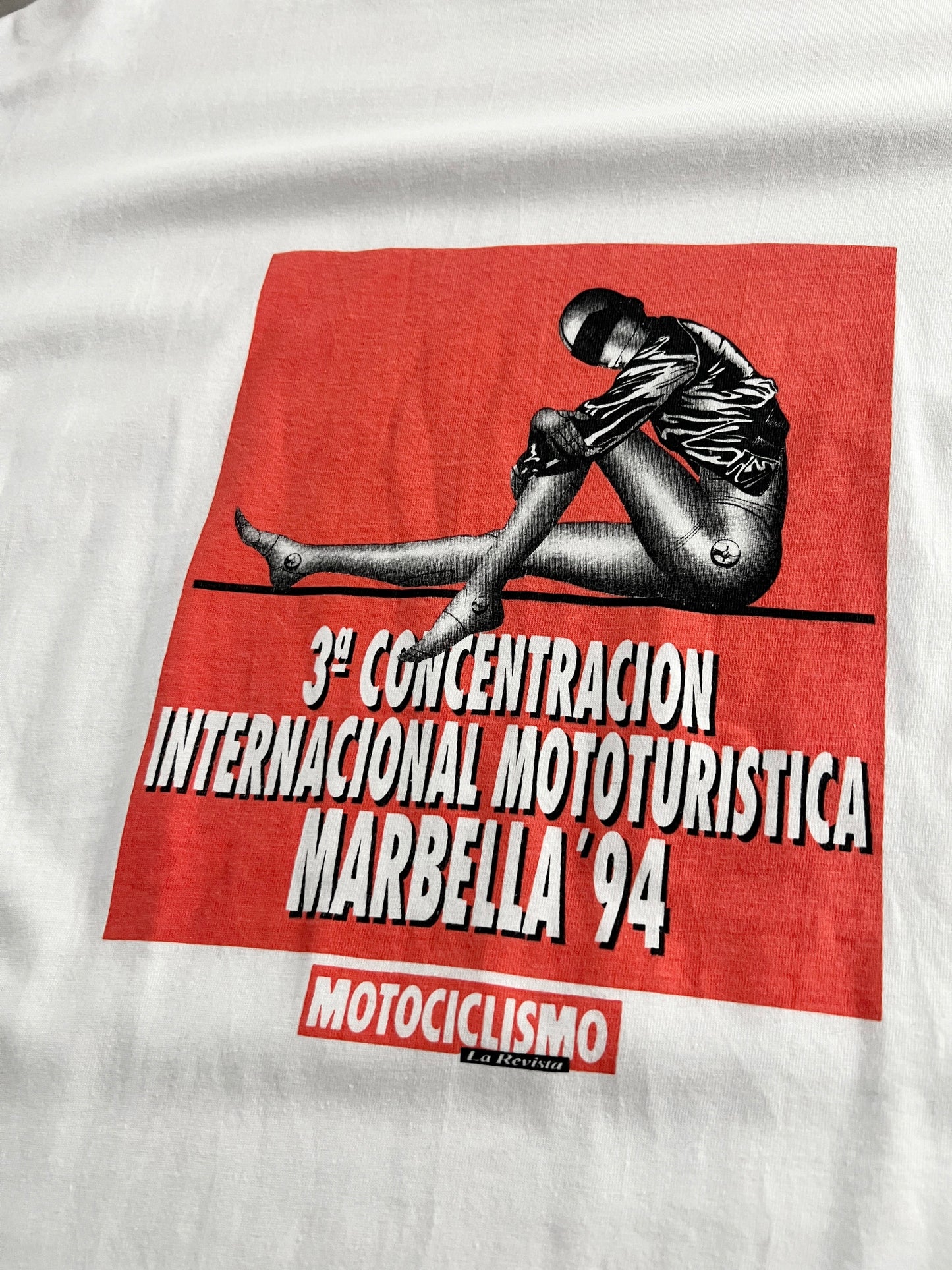 WHITE MOTOR BIKE SPAIN ART TEE - 1994 - L