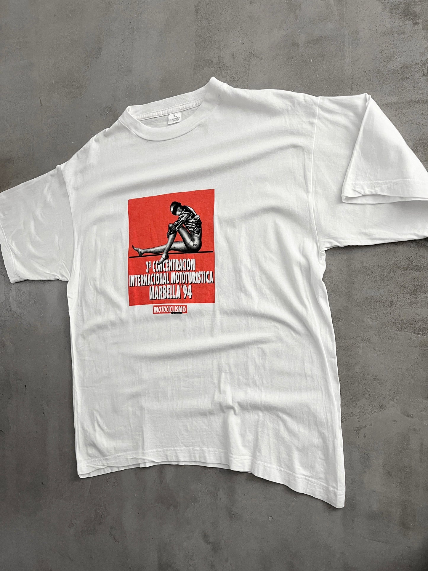WHITE MOTOR BIKE SPAIN ART TEE - 1994 - L
