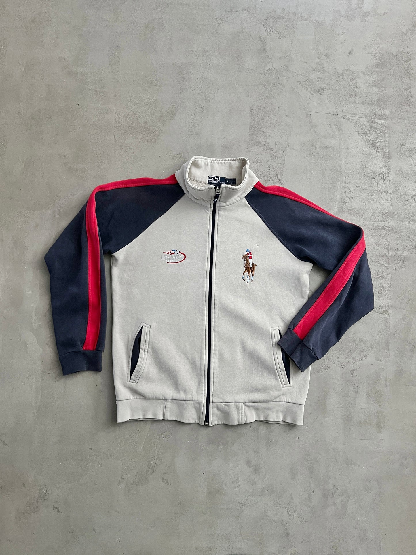 CREME/NAVY US OPEN POLO RALPH LAUREN JACKET - 2000S - S