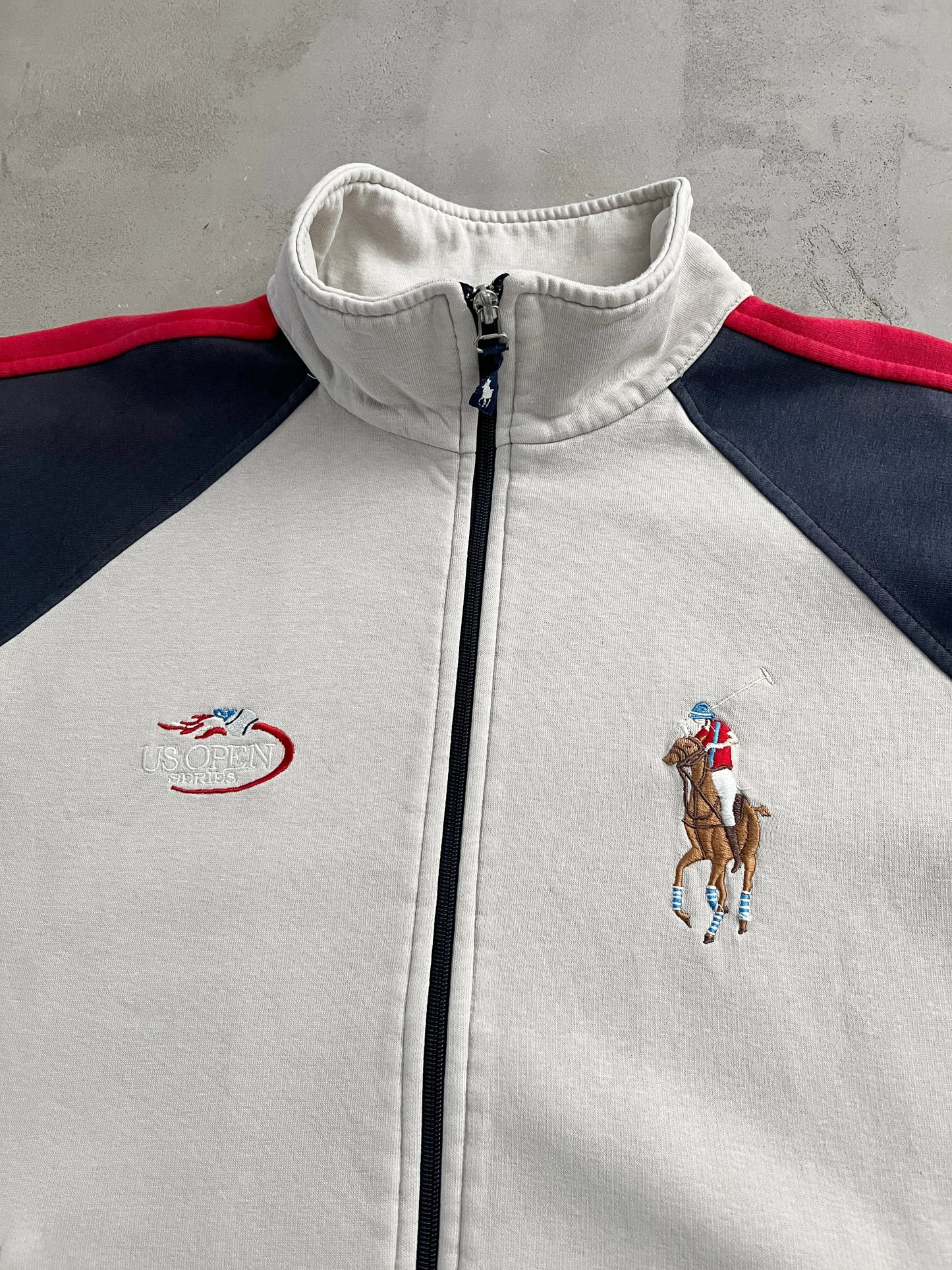 CREME/NAVY US OPEN POLO RALPH LAUREN JACKET - 2000S - S