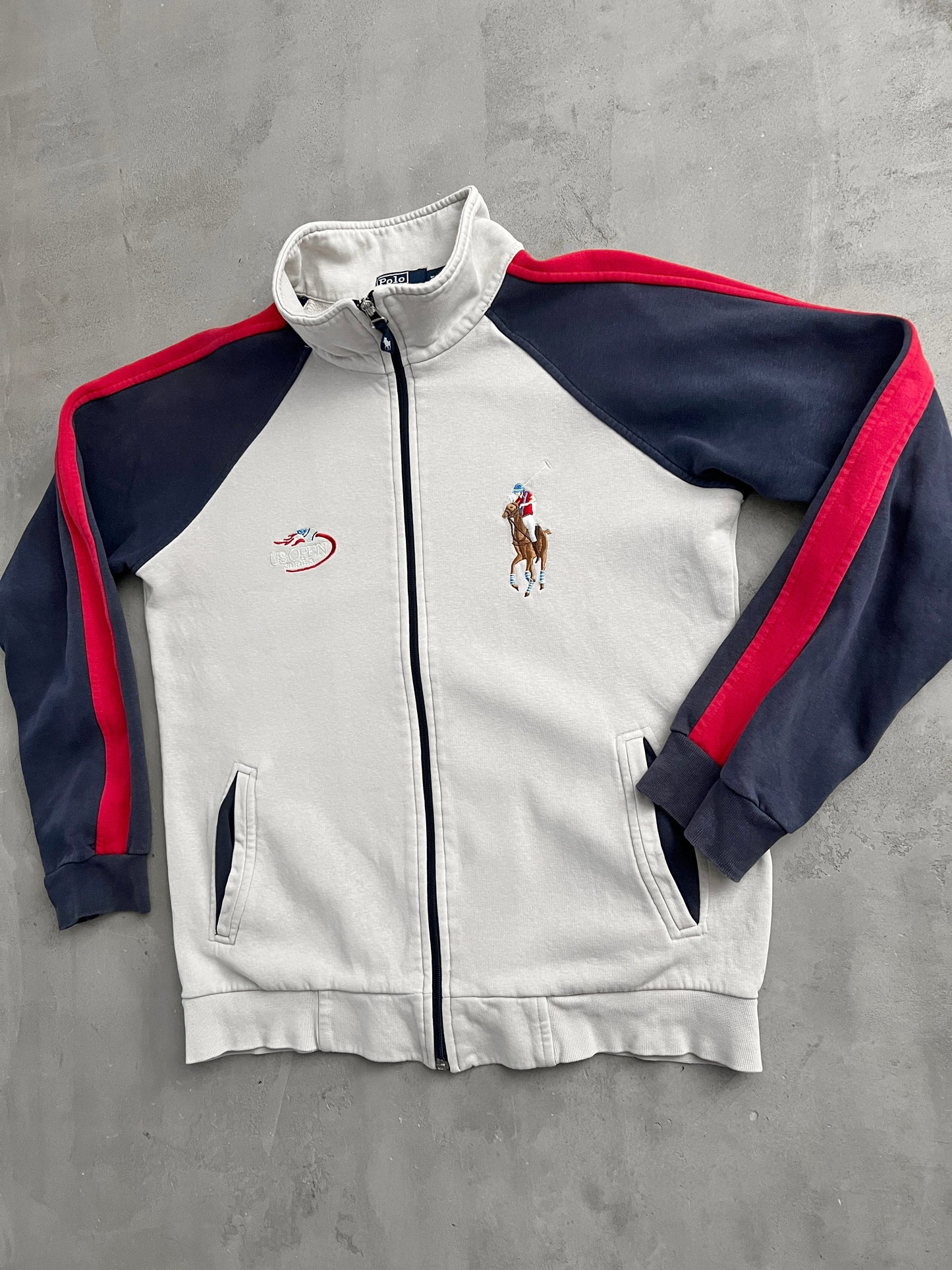 CREME/NAVY US OPEN POLO RALPH LAUREN JACKET - 2000S - S