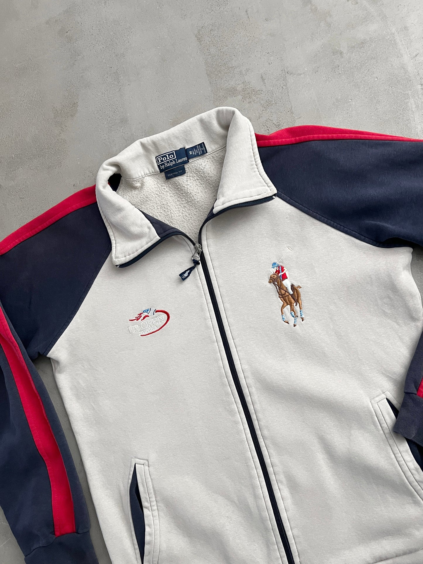 CREME/NAVY US OPEN POLO RALPH LAUREN JACKET - 2000S - S