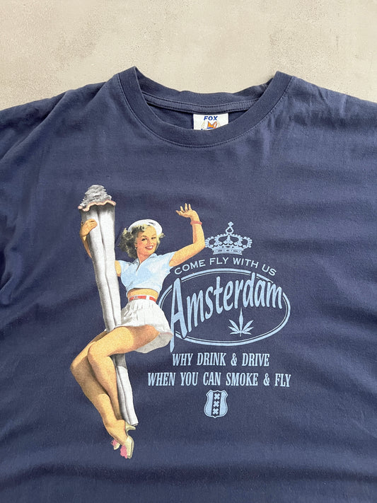 NAVY SMOKE TEE - 1990S - L/M