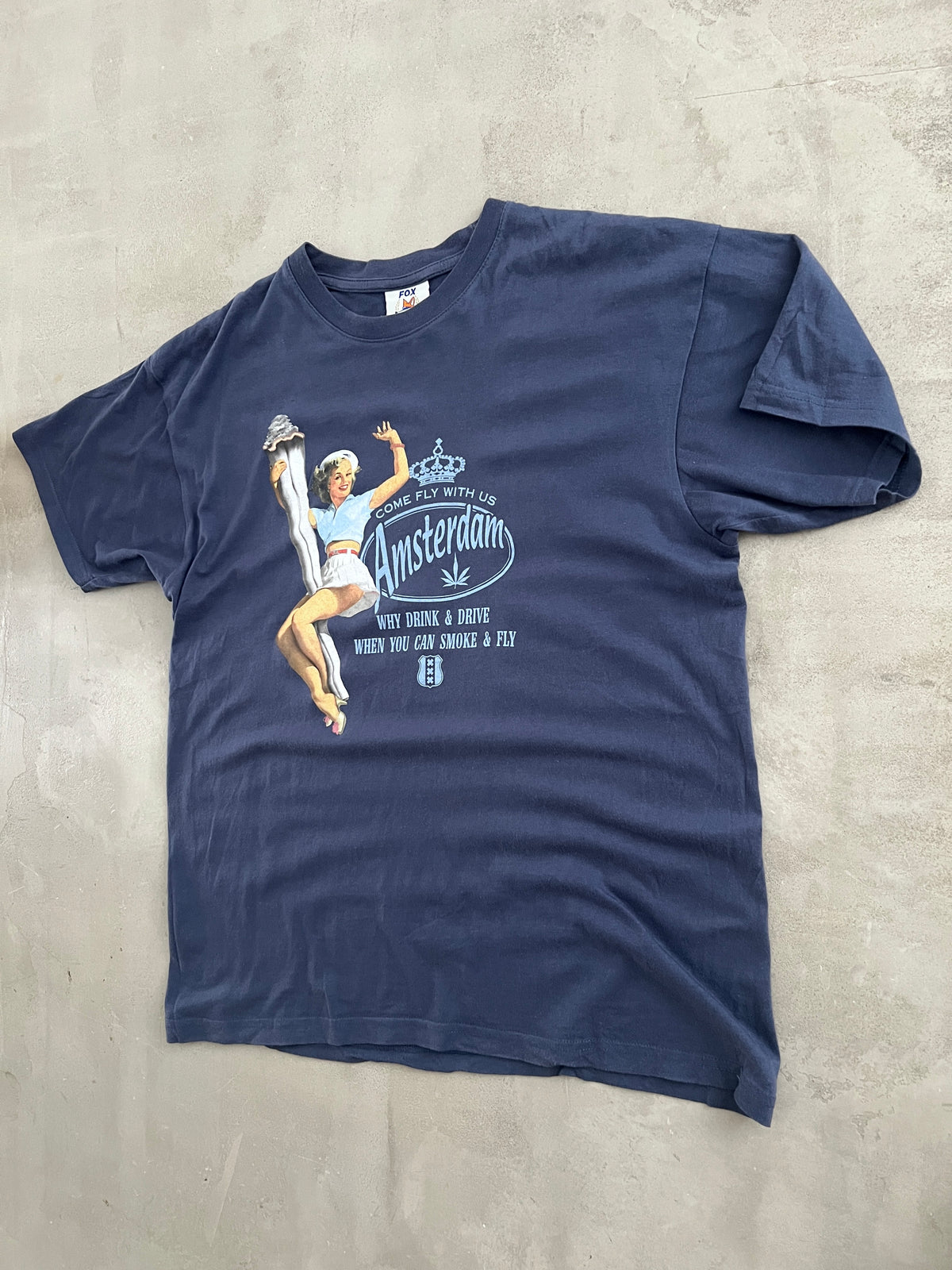 NAVY SMOKE TEE - 1990S - L/M