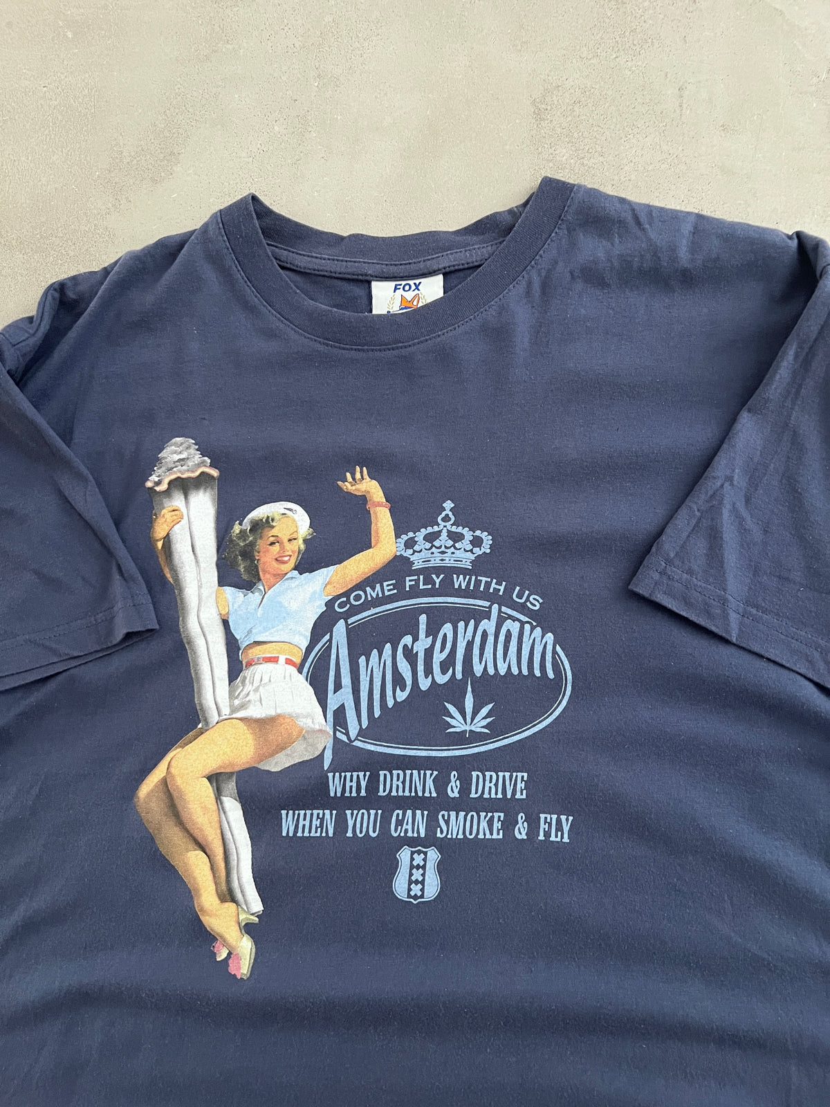 NAVY SMOKE TEE - 1990S - L/M