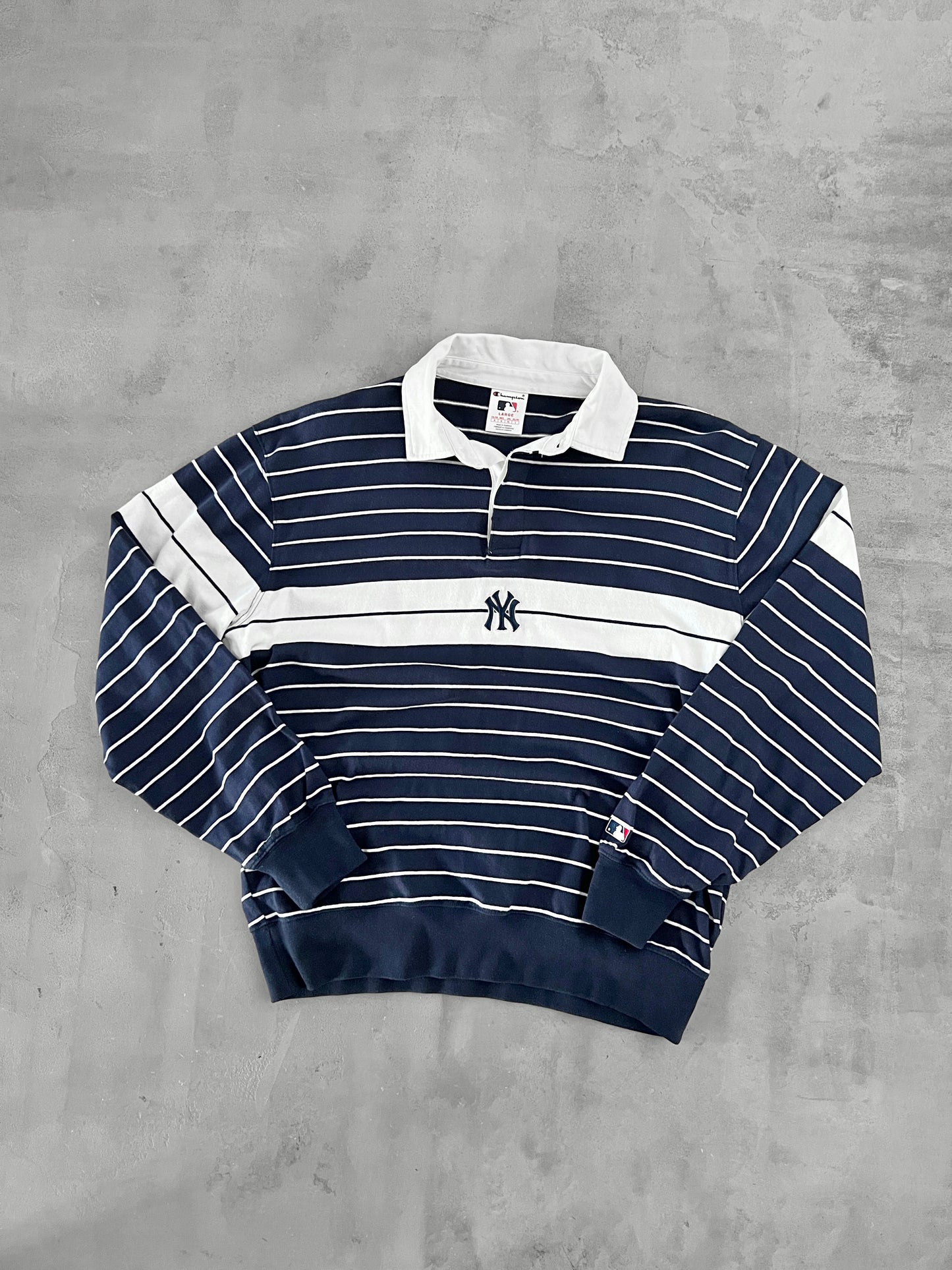 NAVY/WHITE YANKEES LONGSLEEVE - 2000S - L/XL
