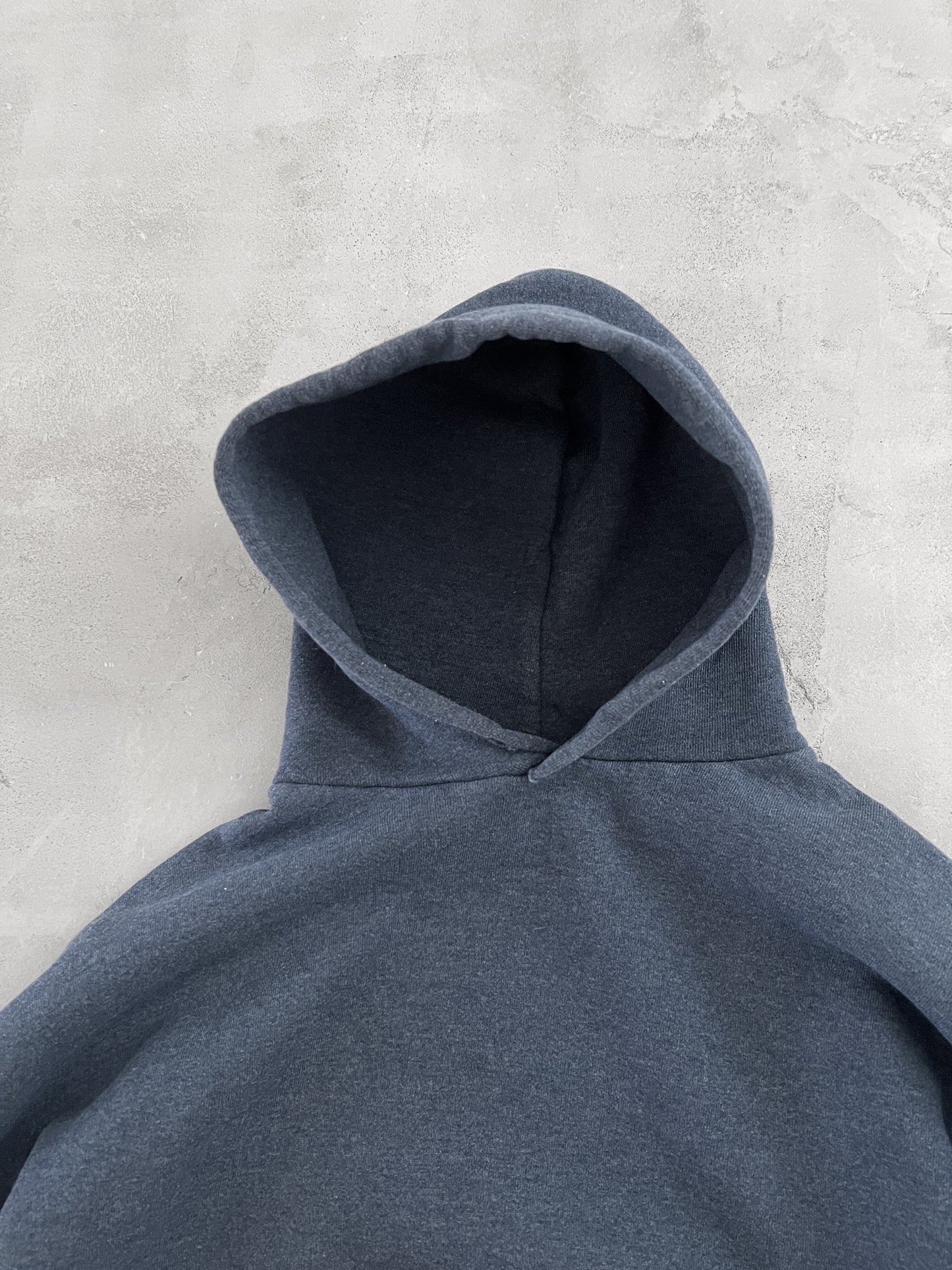 FADED GREY/BLUE RUSSELL HOODIE - 1990S - XL