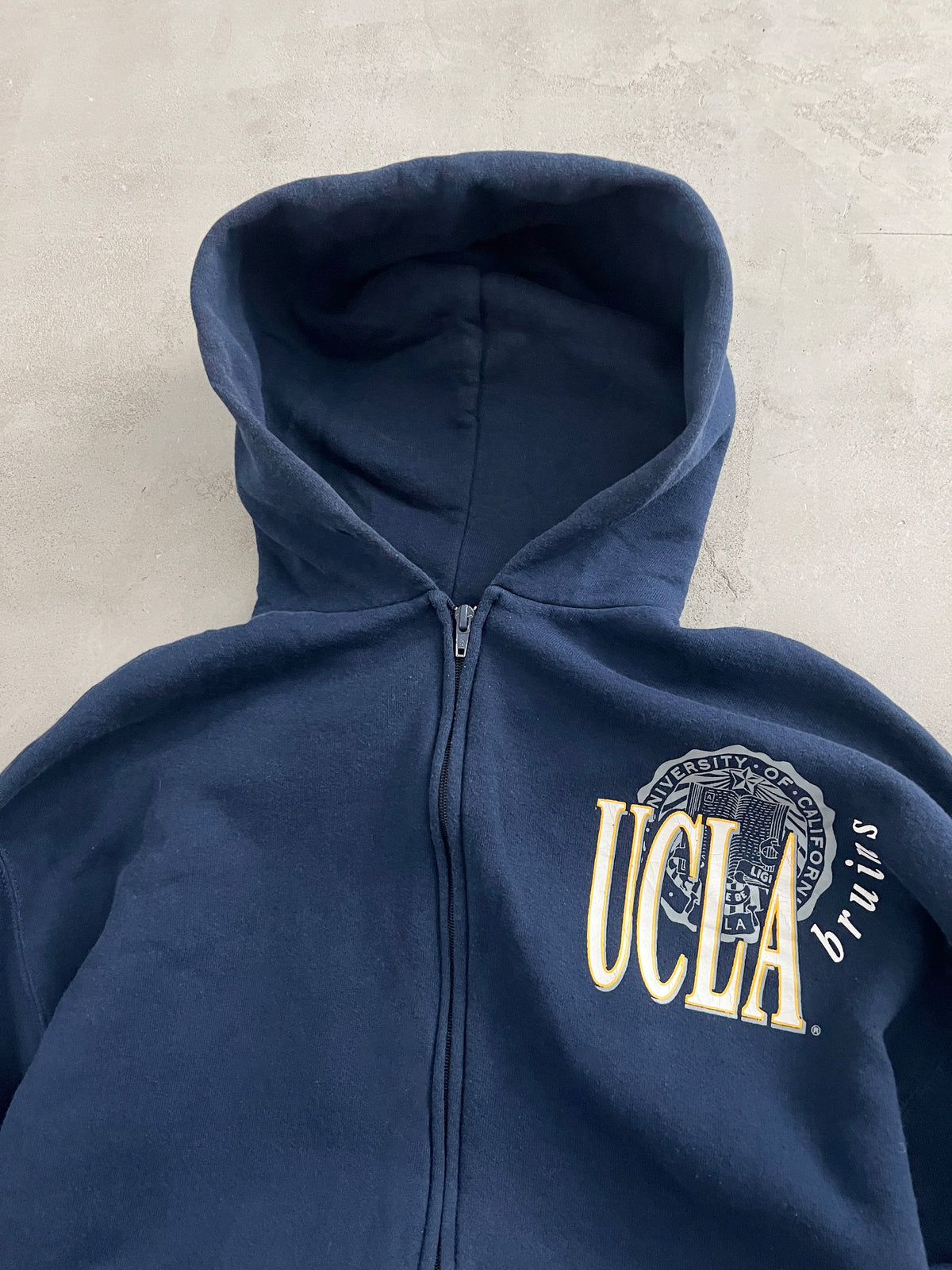 NAVY UCLA RUSSELL ZIP HOODIE - 1990S - M