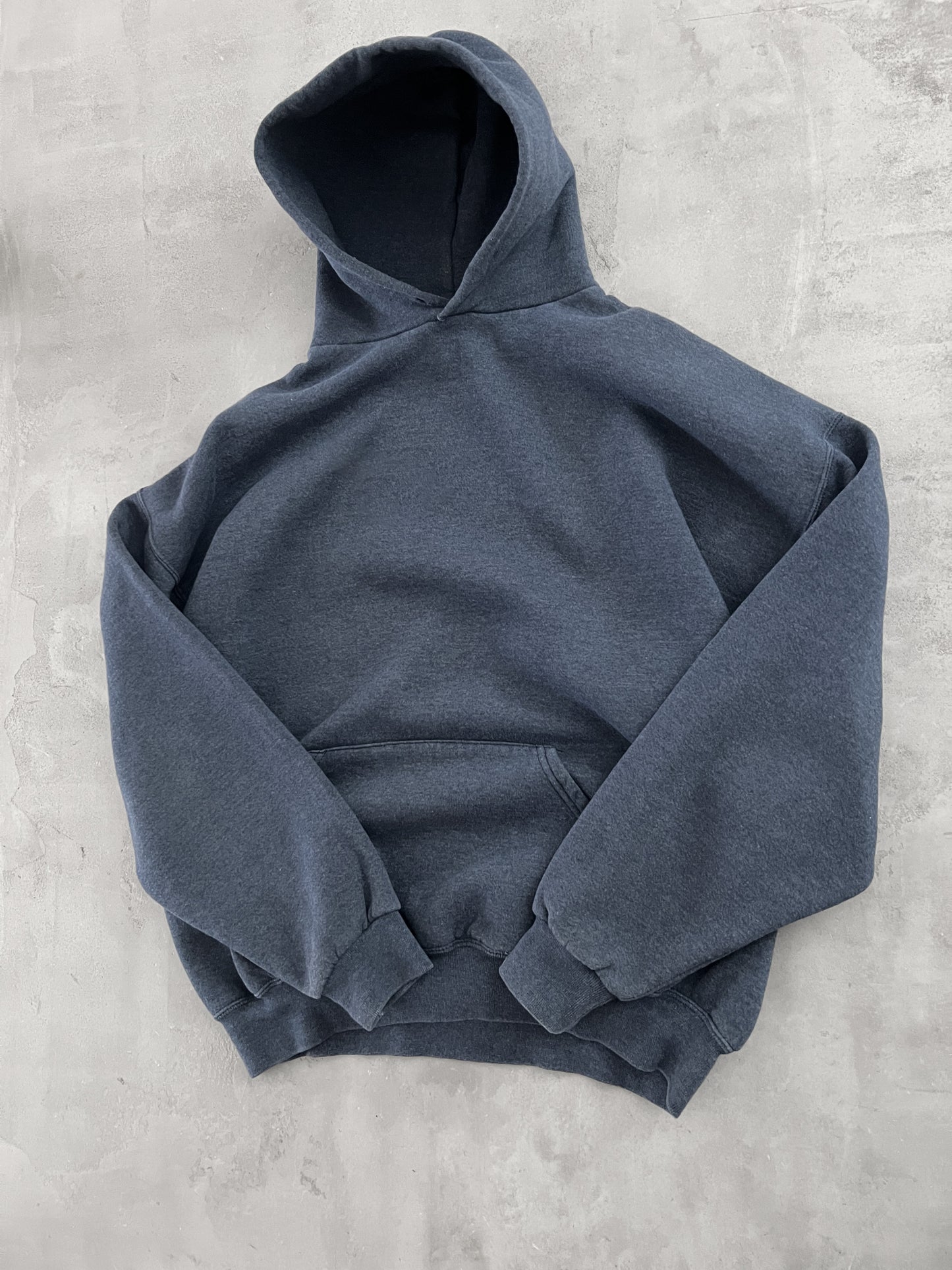 FADED GREY/BLUE RUSSELL HOODIE - 1990S - XL