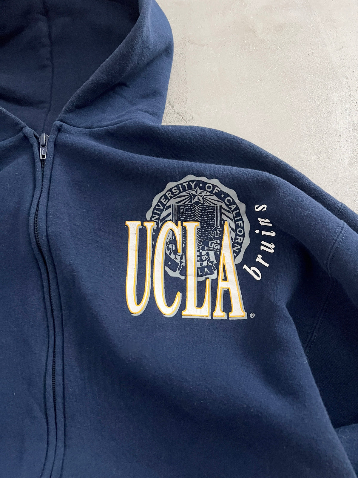 NAVY UCLA RUSSELL ZIP HOODIE - 1990S - M