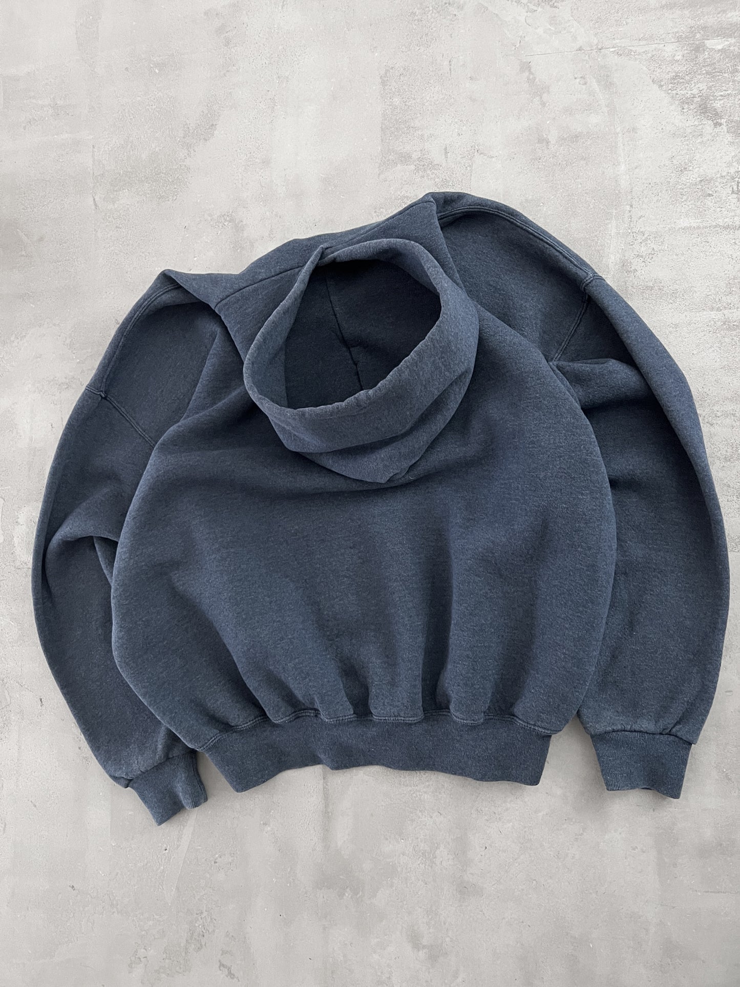 FADED GREY/BLUE RUSSELL HOODIE - 1990S - XL