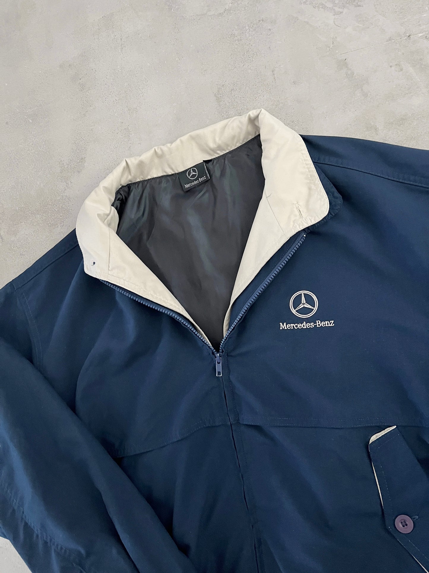 NAVY MERCEDES BENZ JACKET - 1990S - XL