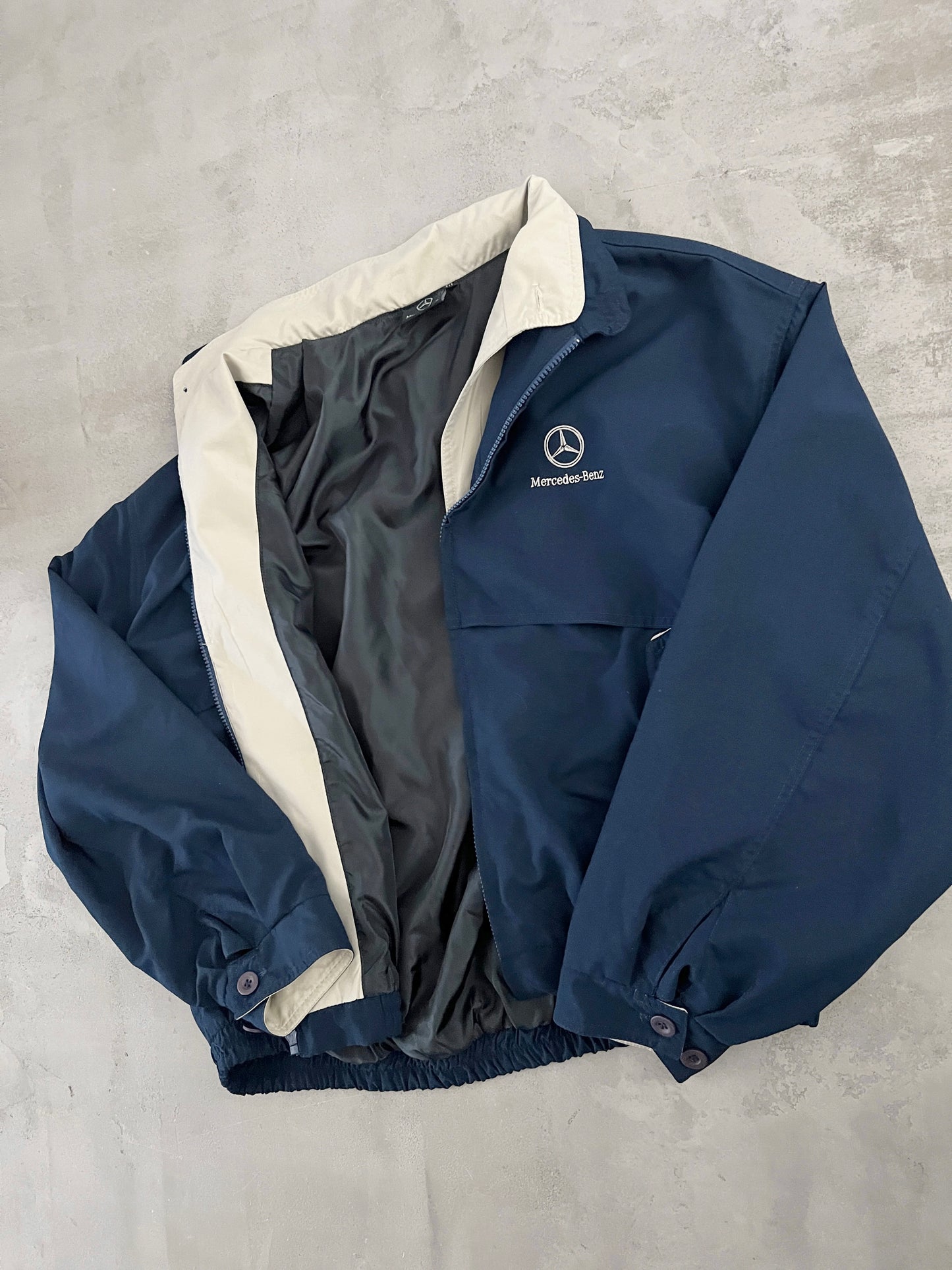 NAVY MERCEDES BENZ JACKET - 1990S - XL