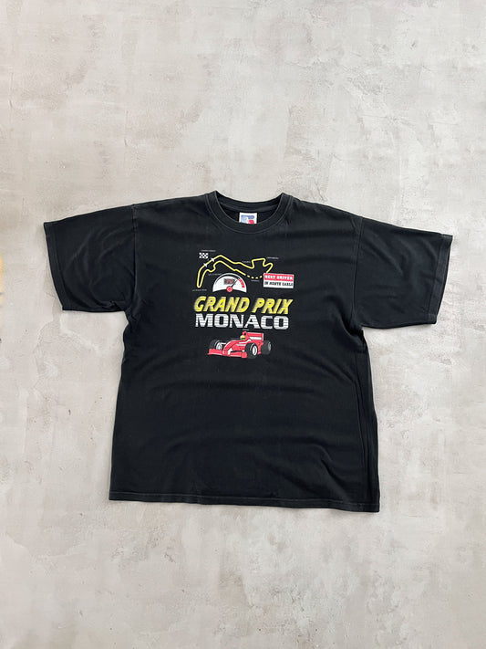 BLACK MONACO F1 RACING TEE - 1990S - L