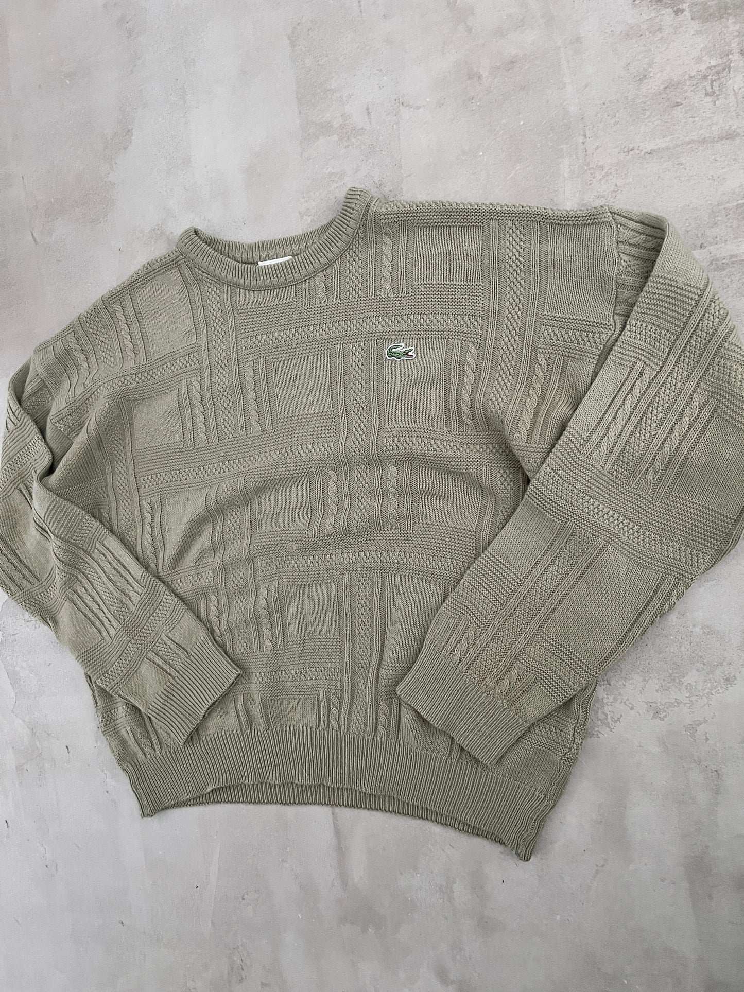 BEIGE LACOSTE KNIT SWEATER - 2000S - M