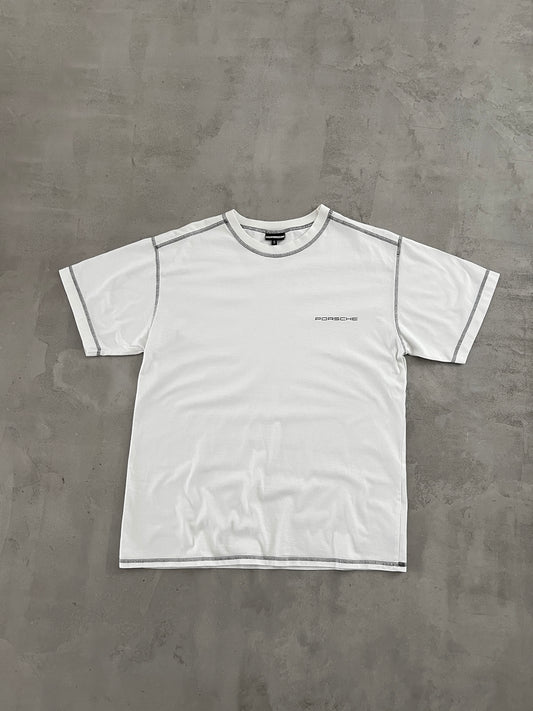 WHITE PORSCHE TEE - 2000S - S