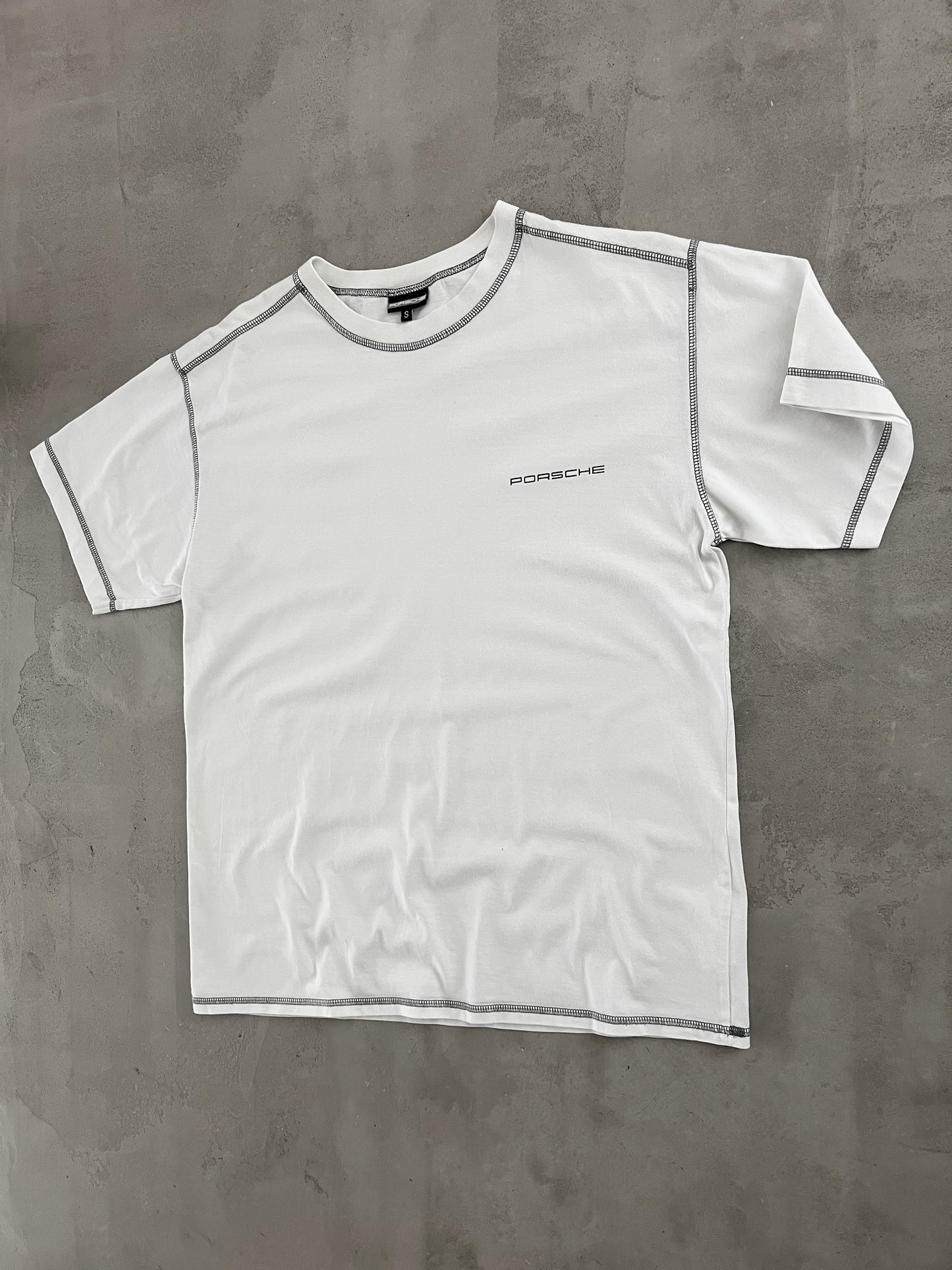 WHITE PORSCHE TEE - 2000S - S