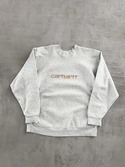 GREY CARHARTT SWEATER - 1990S - L/XL