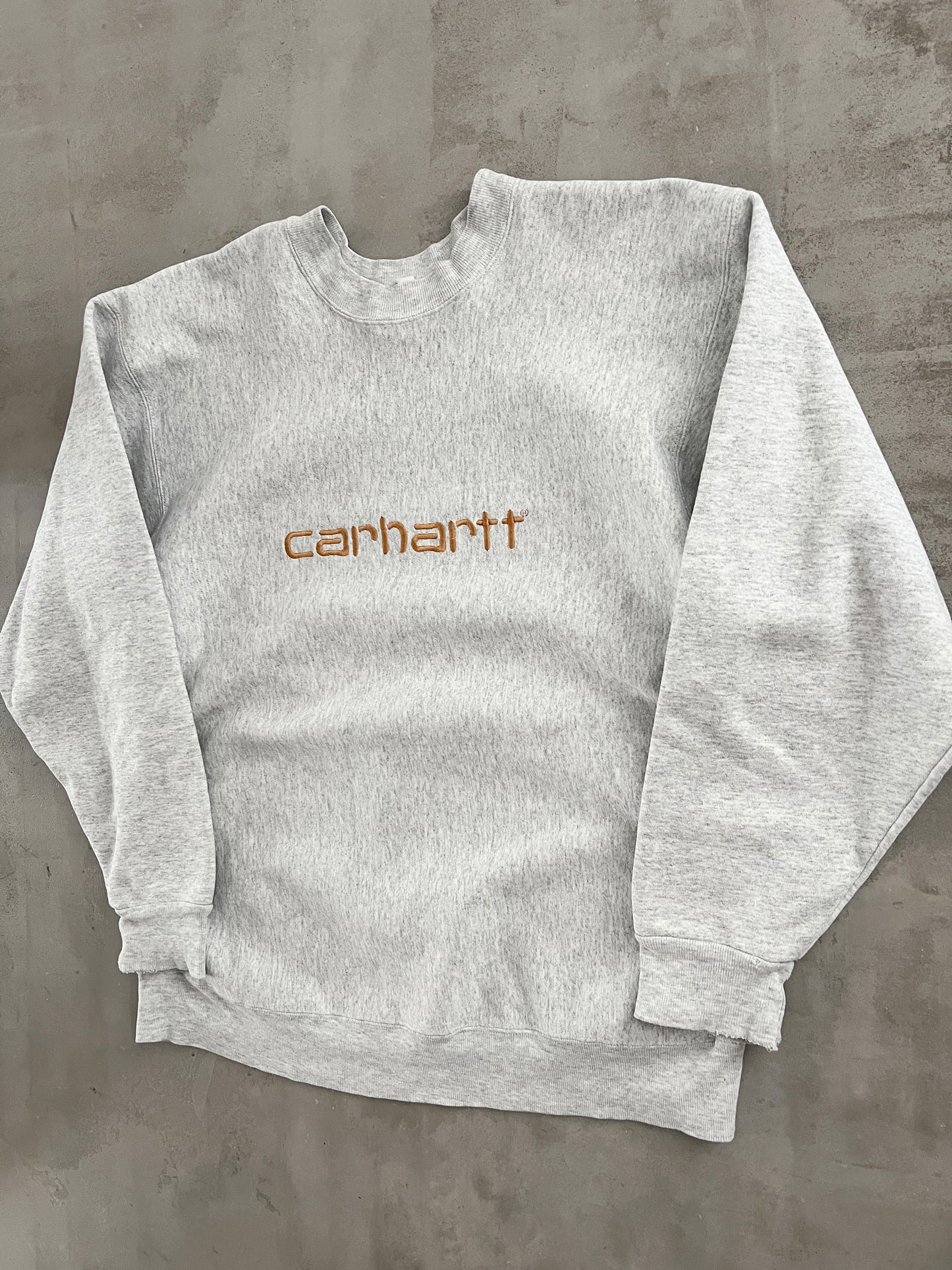 GREY CARHARTT SWEATER - 1990S - L/XL