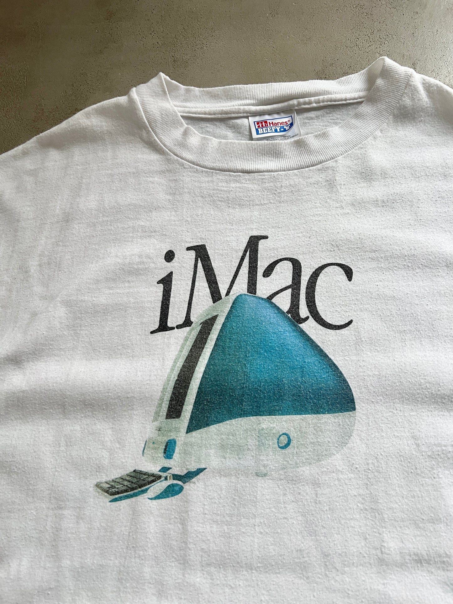 WHITE APPLE iMAC TEE - 1990S - L