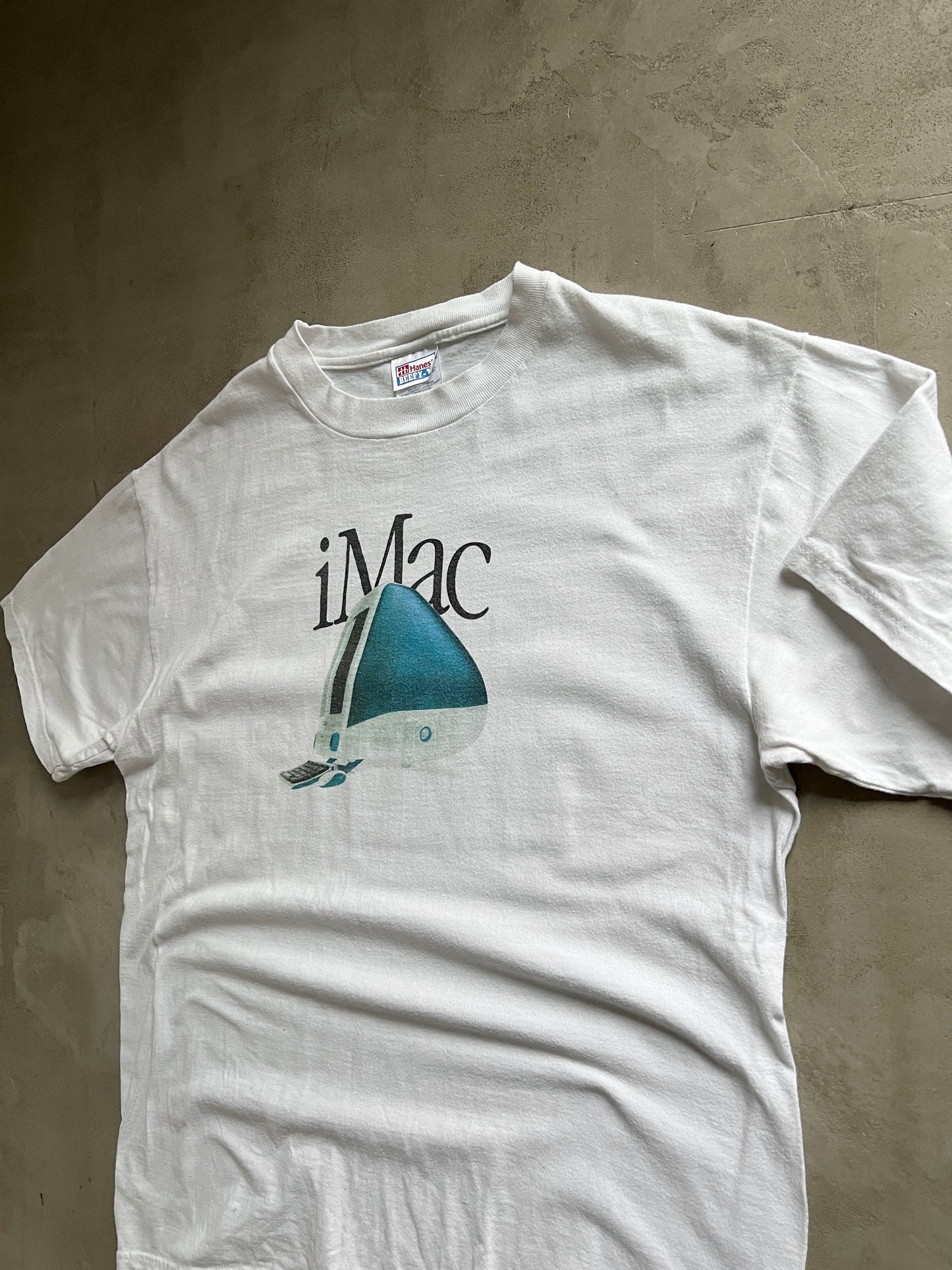 WHITE APPLE iMAC TEE - 1990S - L