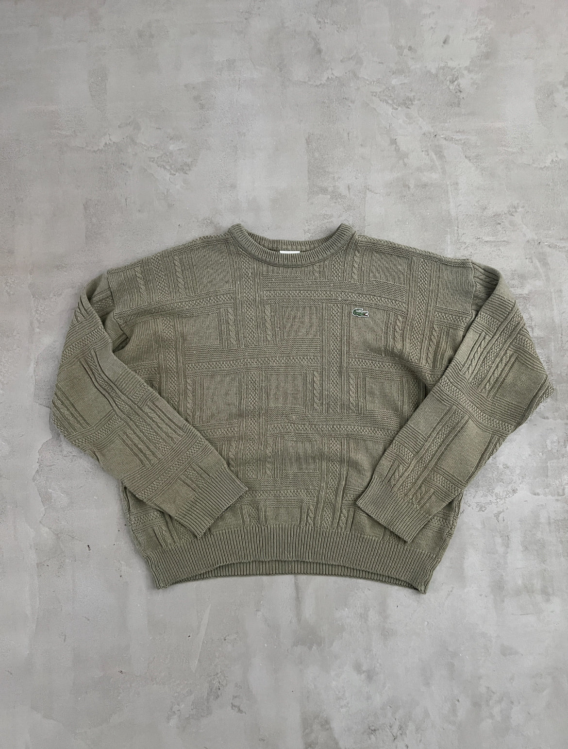 BEIGE LACOSTE KNIT SWEATER - 2000S - M