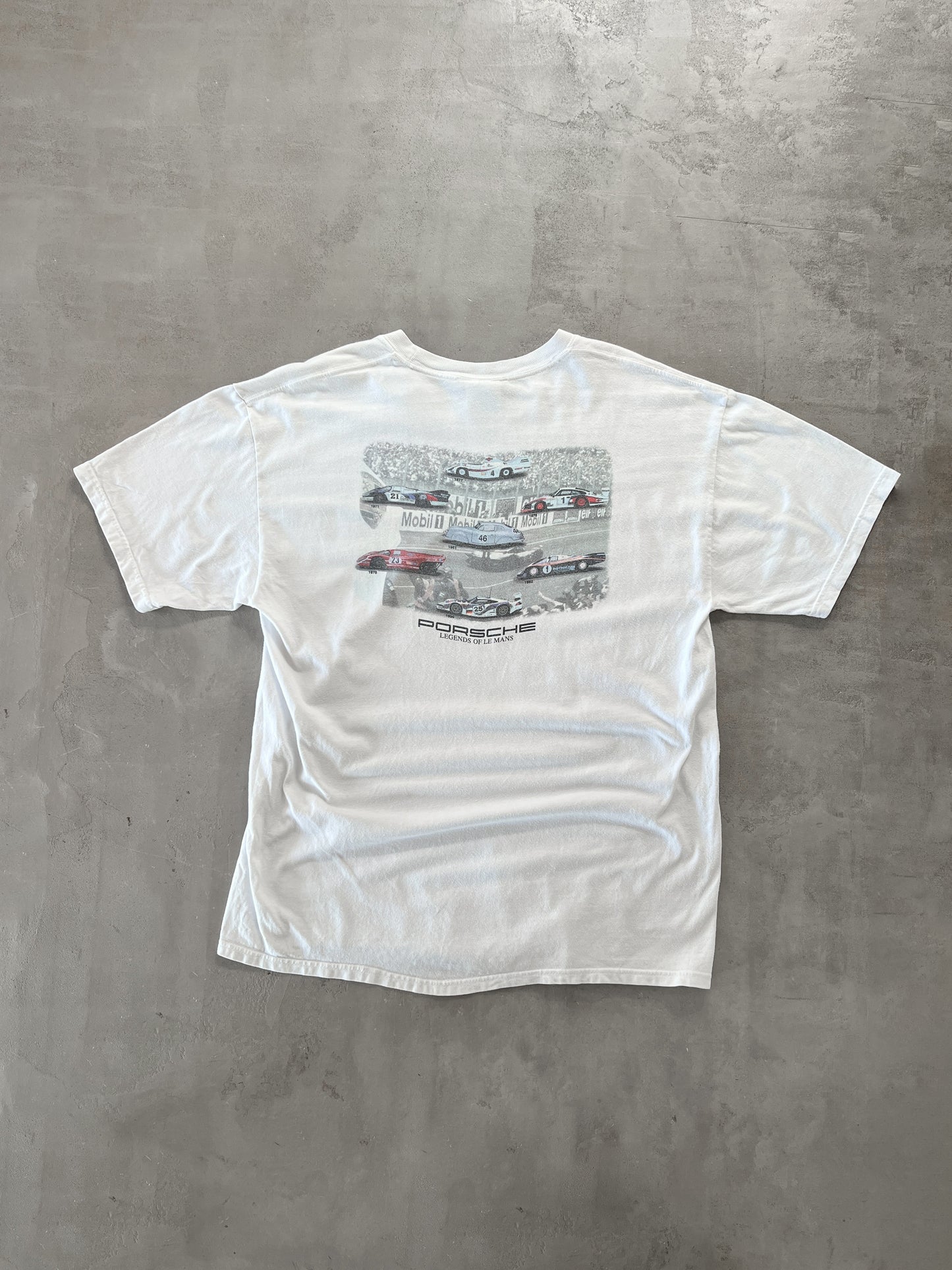 WHITE PORSCHE LE MANS TEE - 1990S - XL