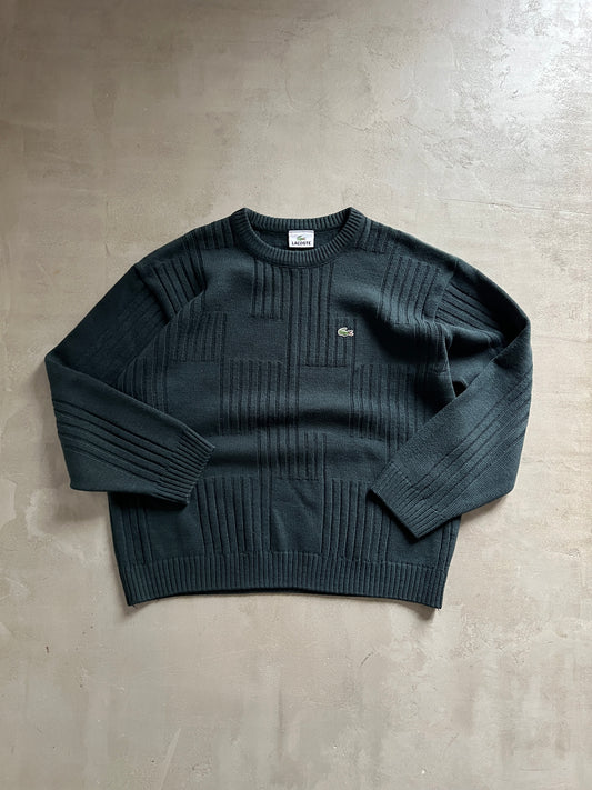 DARK GREEN LACOSTE KNIT SWEATER - 2000S - S