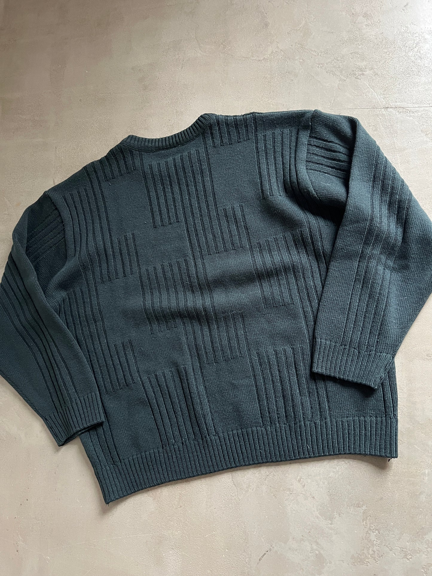 DARK GREEN LACOSTE KNIT SWEATER - 2000S - S