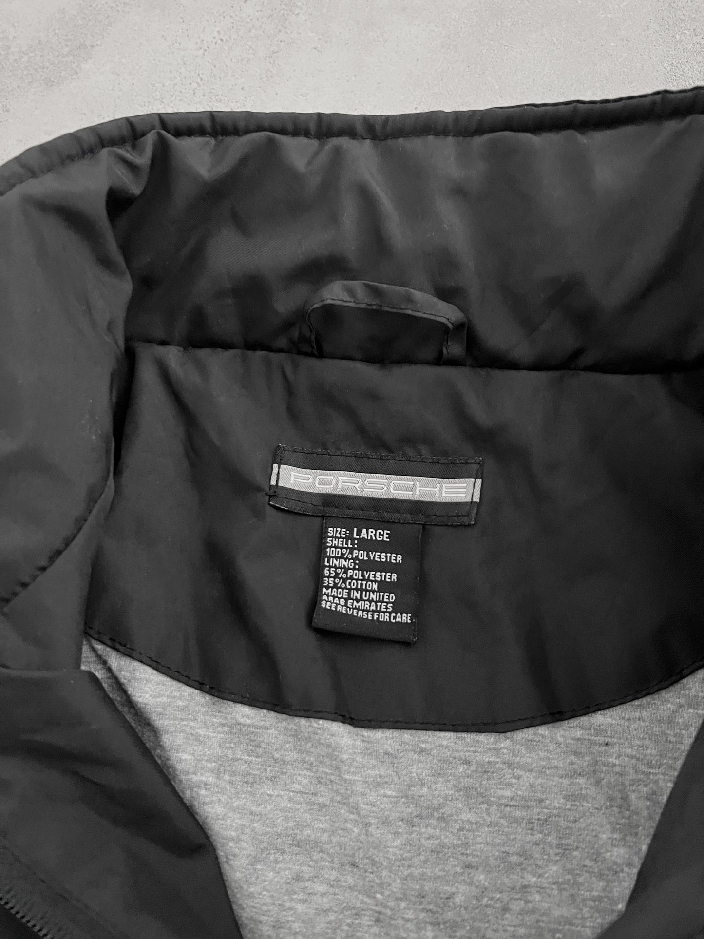 BLACK PORSCHE LE MANS JACKET - 1990S - XL/L