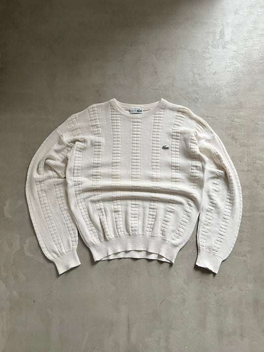 CREME LACOSTE KNIT SWEATER - 1990S - L/M