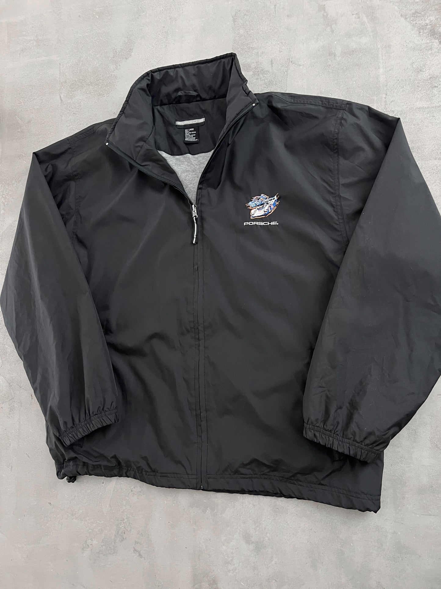 BLACK PORSCHE LE MANS JACKET - 1990S - XL/L
