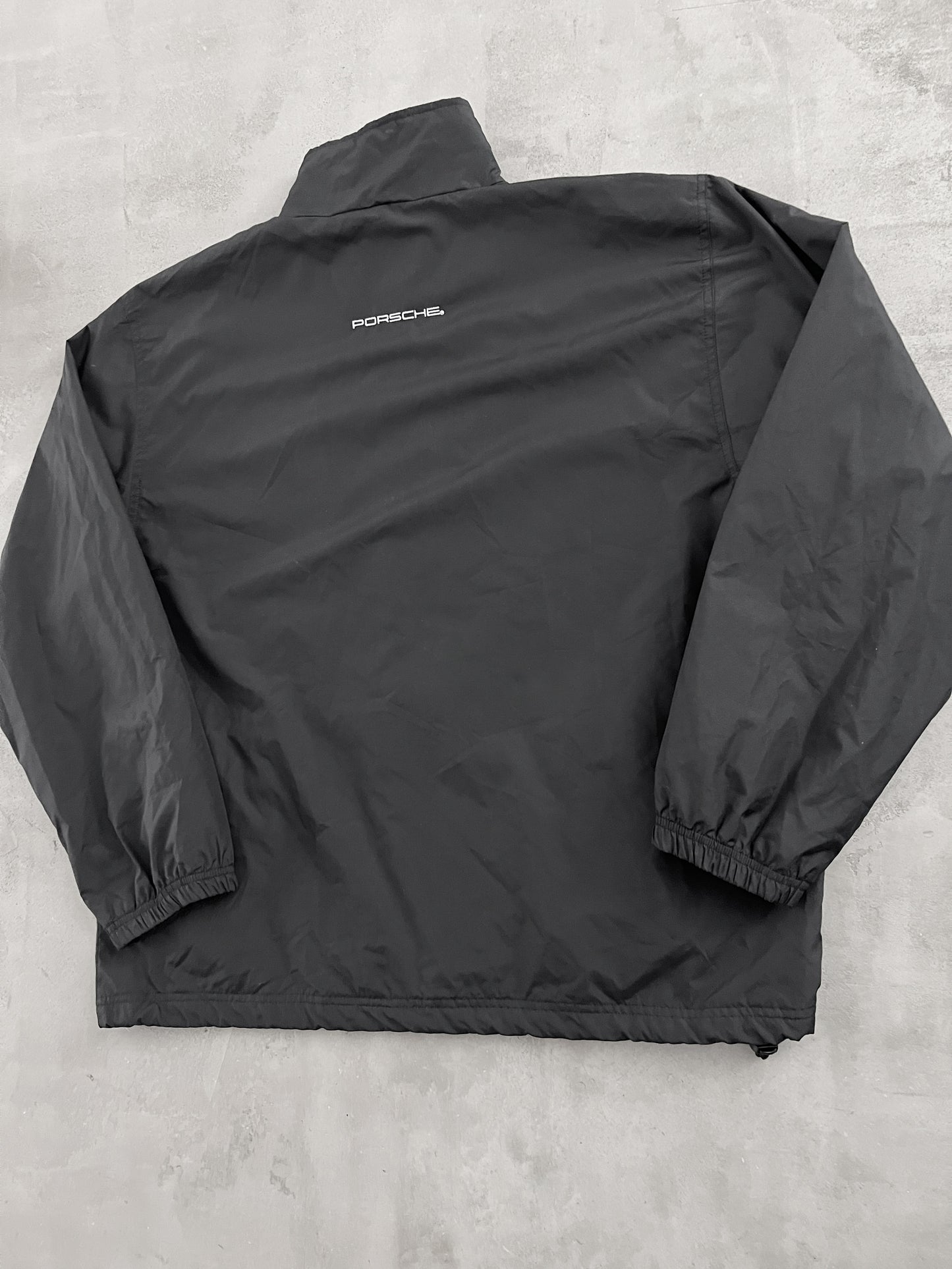 BLACK PORSCHE LE MANS JACKET - 1990S - XL/L