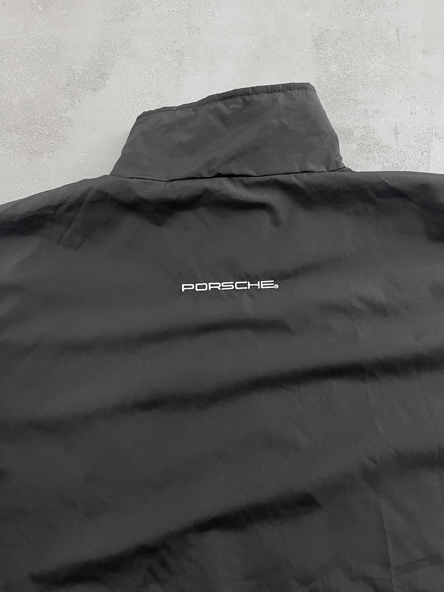 BLACK PORSCHE LE MANS JACKET - 1990S - XL/L